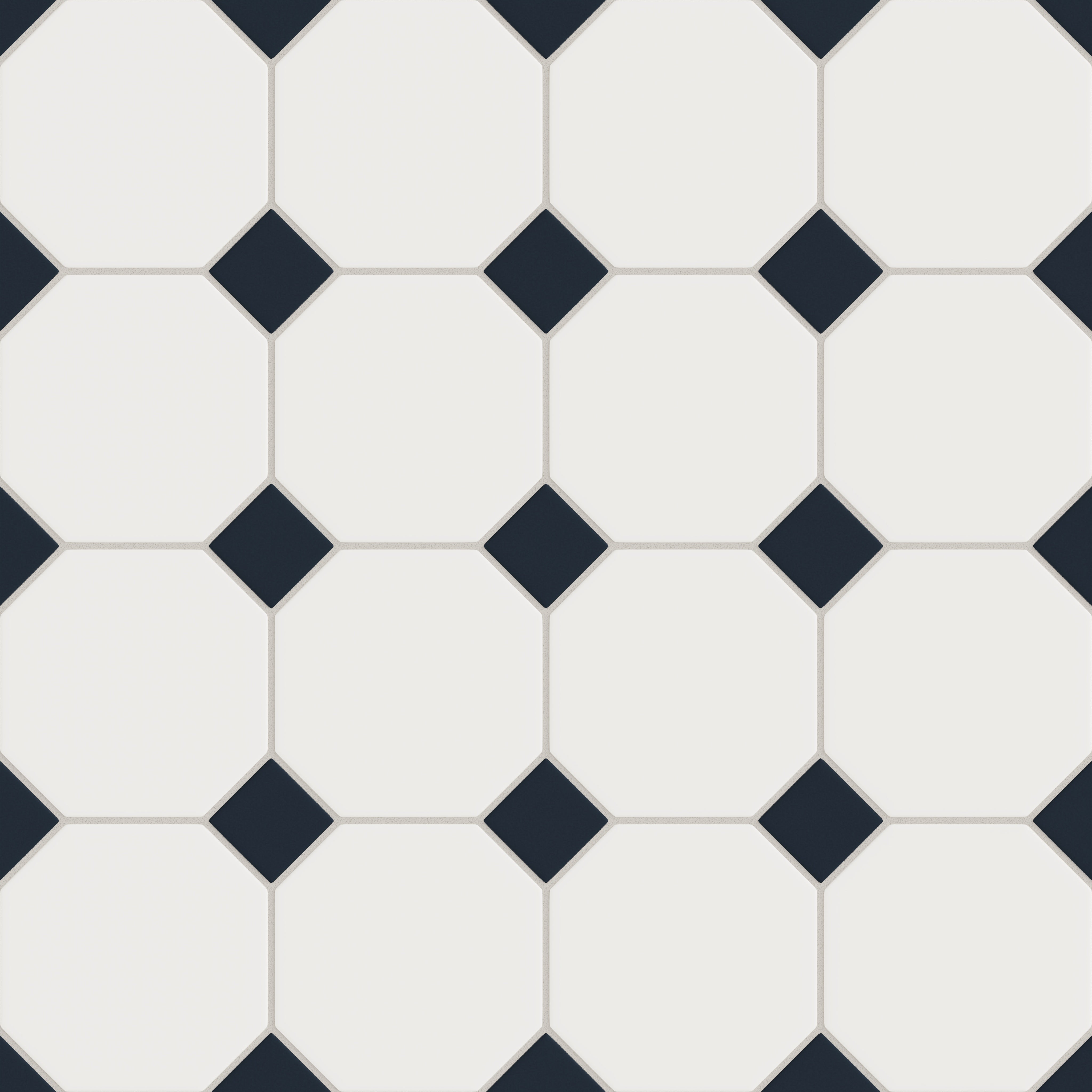 Gramercy Original Ceramic Tile in Calcite Matte & Navy Blue Matte