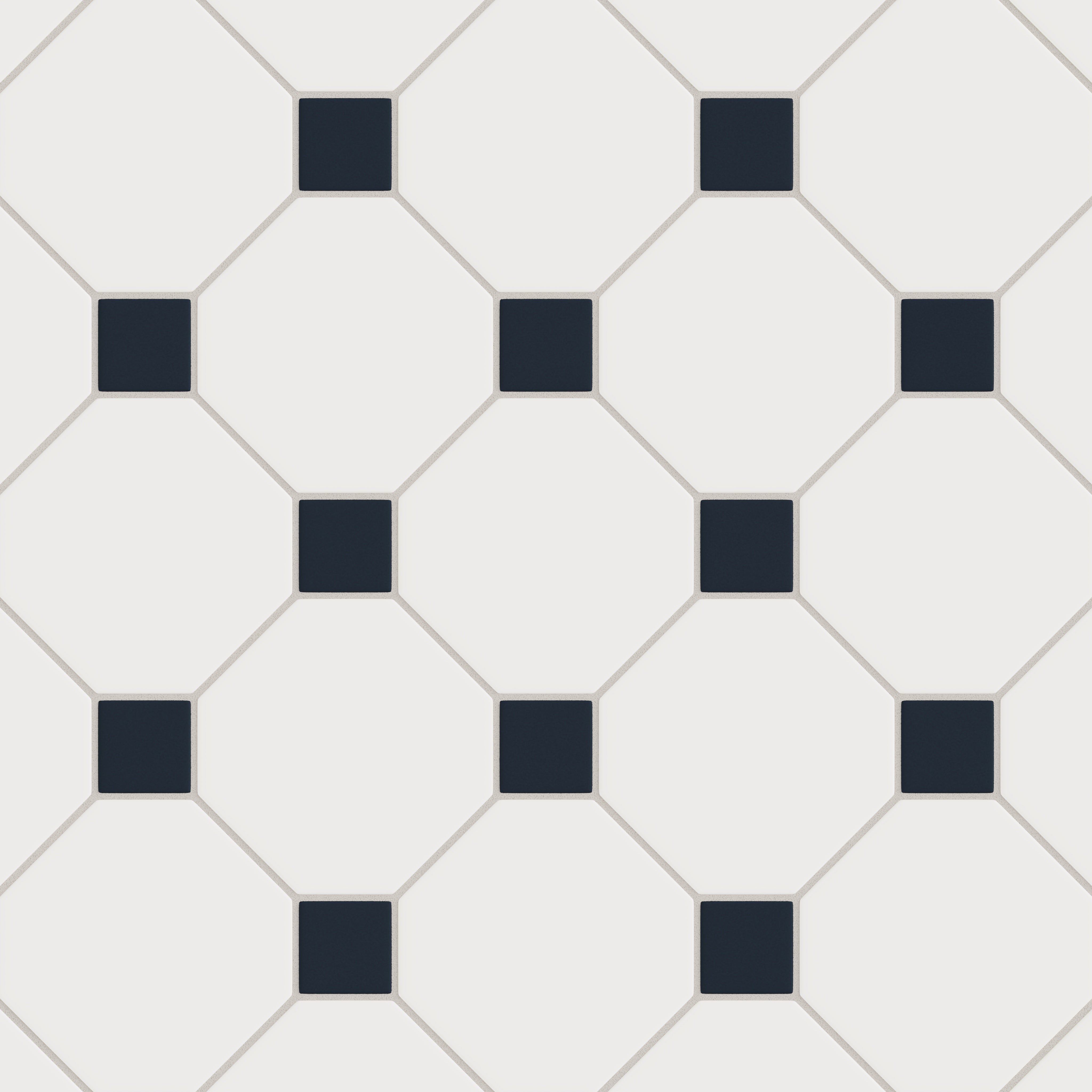 Gramercy Original Ceramic Tile in Calcite Matte & Navy Blue Matte