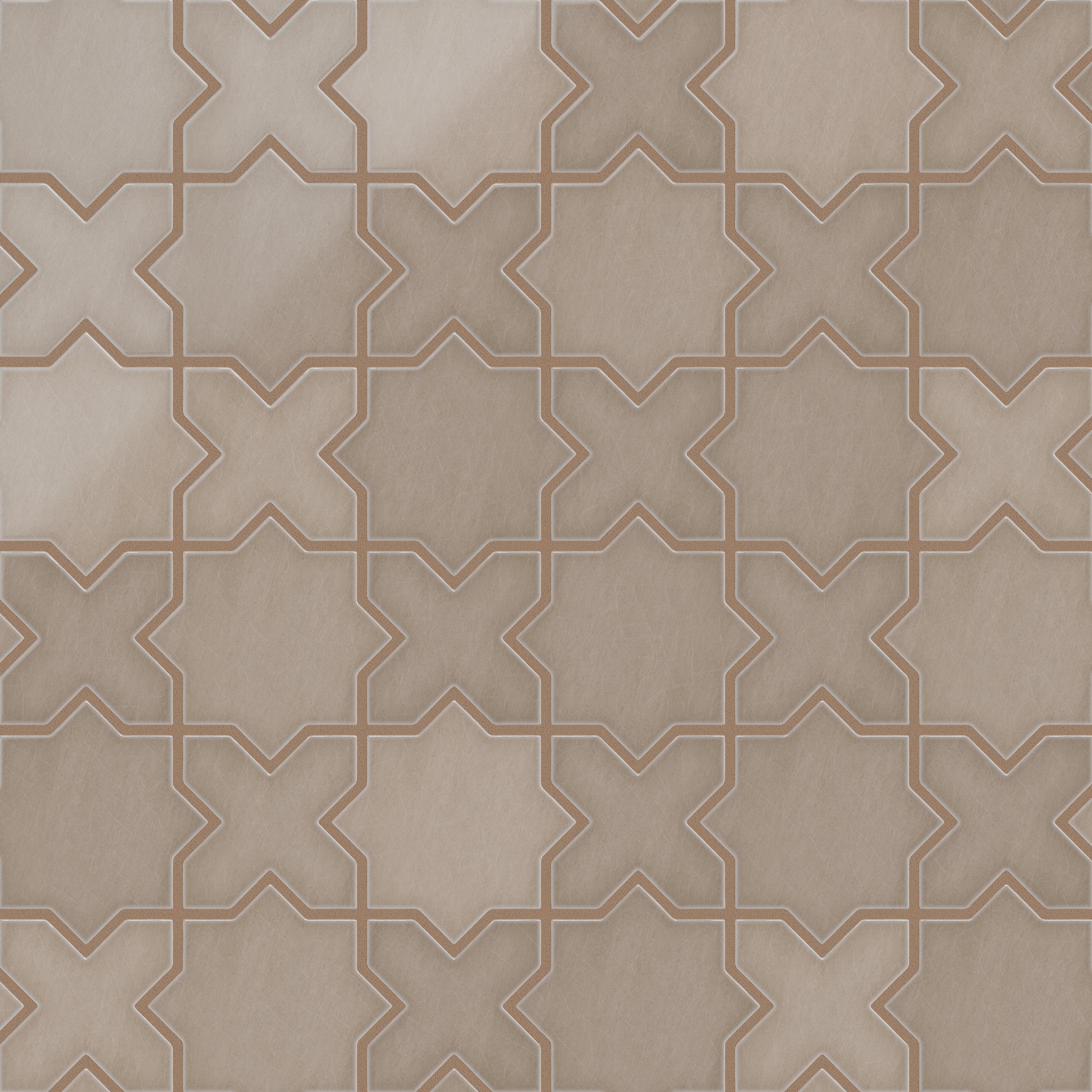 Mini Star & Cross Original Ceramic Tile in Cardamom Gloss