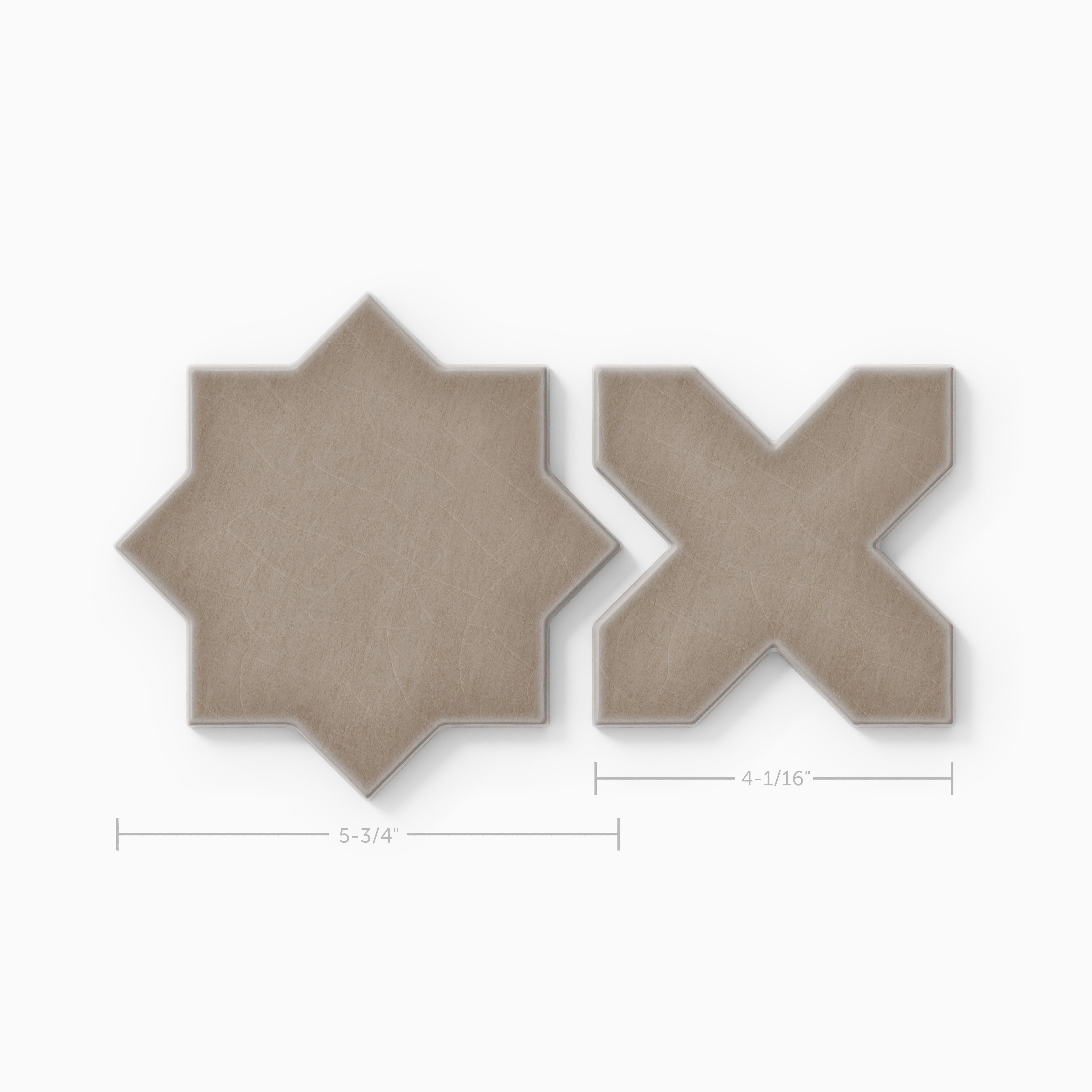Mini Star & Cross Original Ceramic Tile in Cardamom Gloss