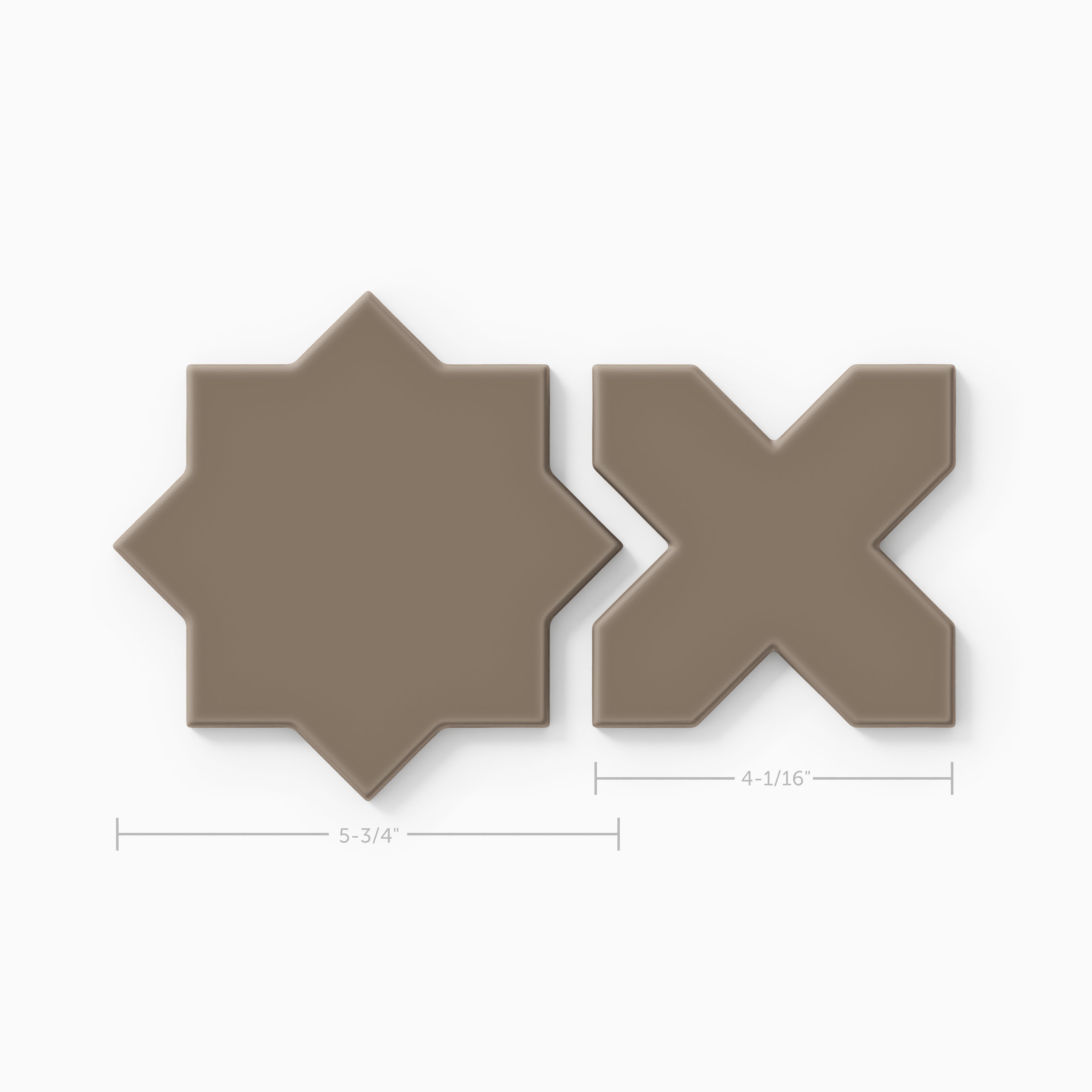 Mini Star & Cross Original Ceramic Tile in Cardamom Matte