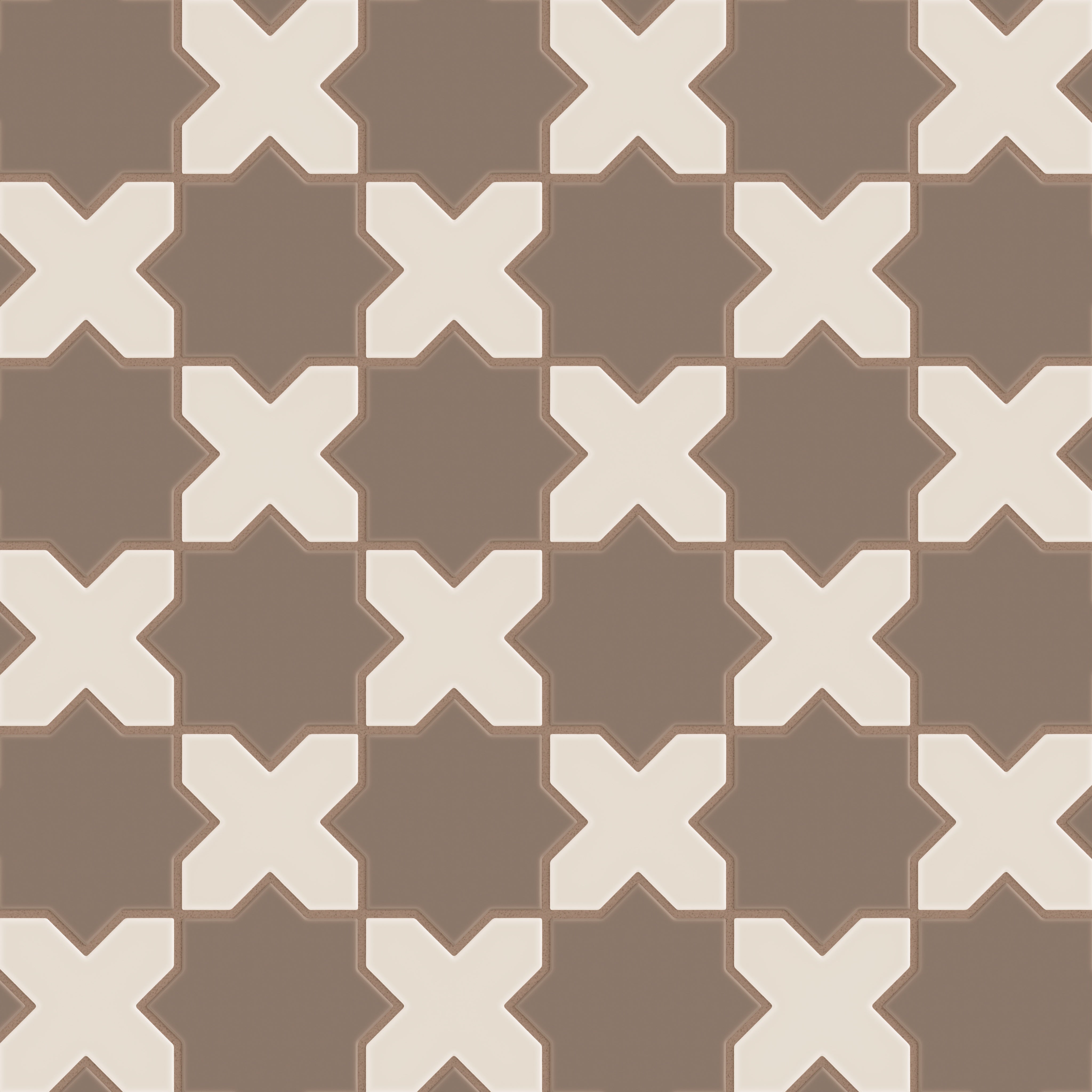 Mini Star & Cross Original Ceramic Tile in Cardamom Matte & Sand Dune Matte