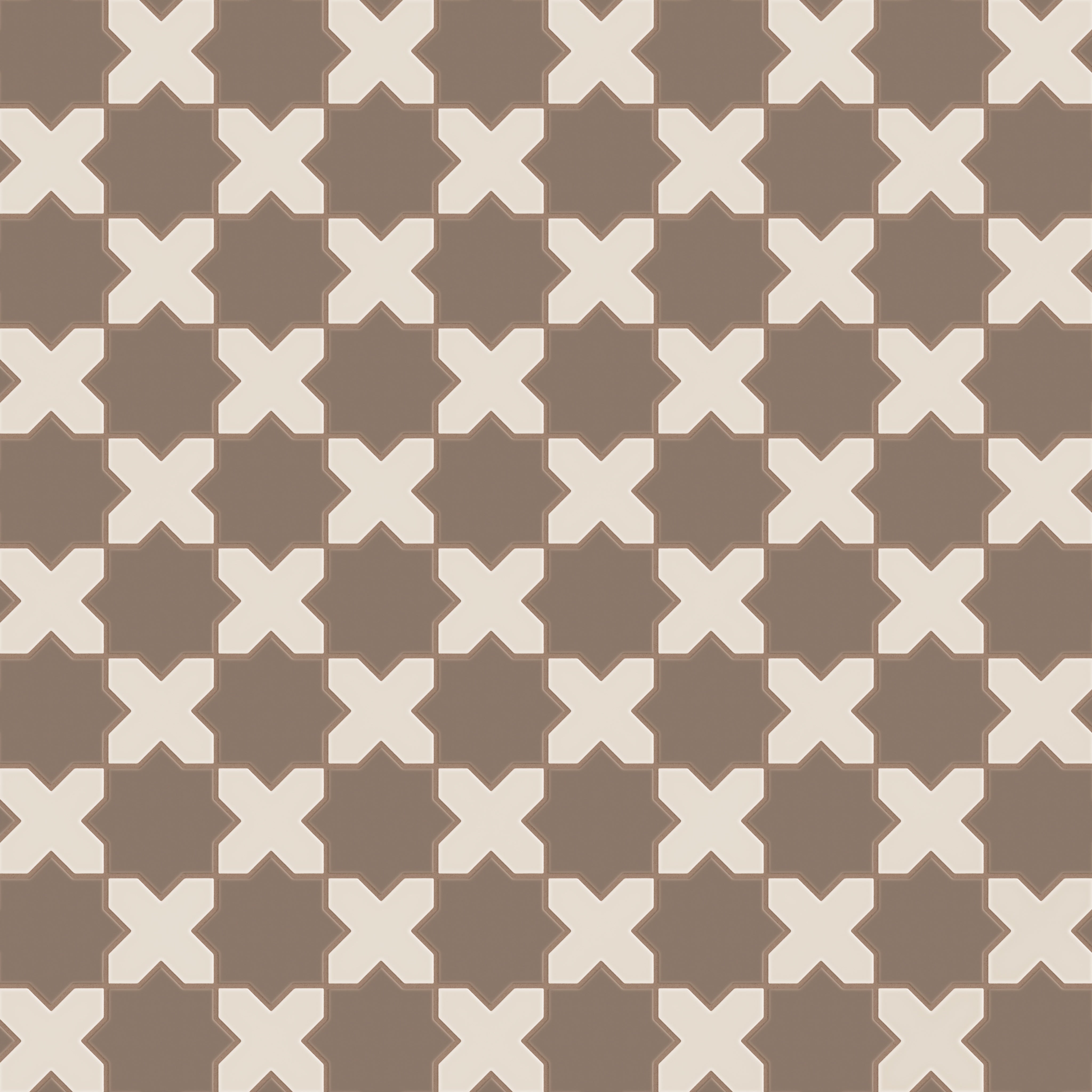 Mini Star & Cross Original Ceramic Tile in Cardamom Matte & Sand Dune Matte