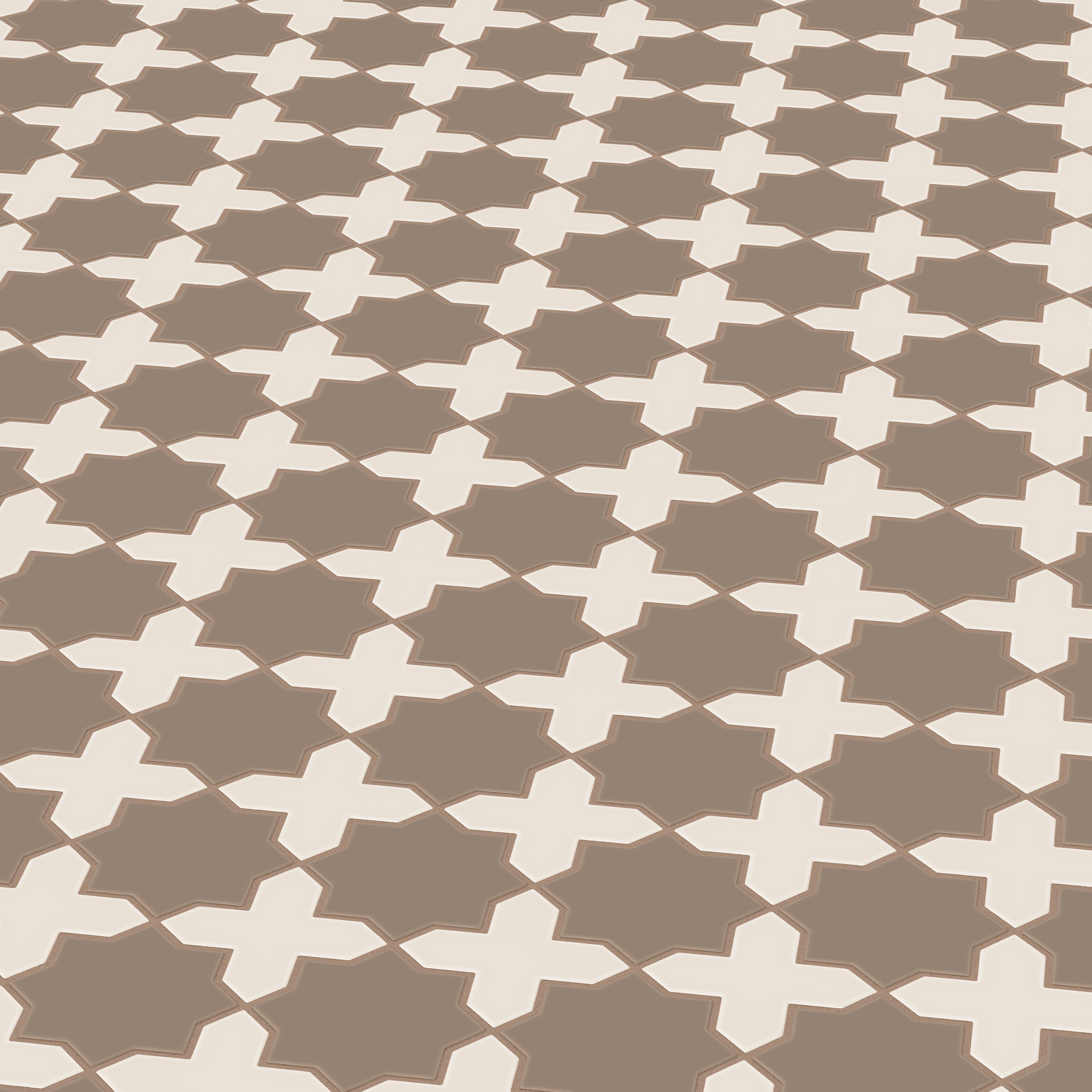 Mini Star & Cross Original Ceramic Tile in Cardamom Matte & Sand Dune Matte