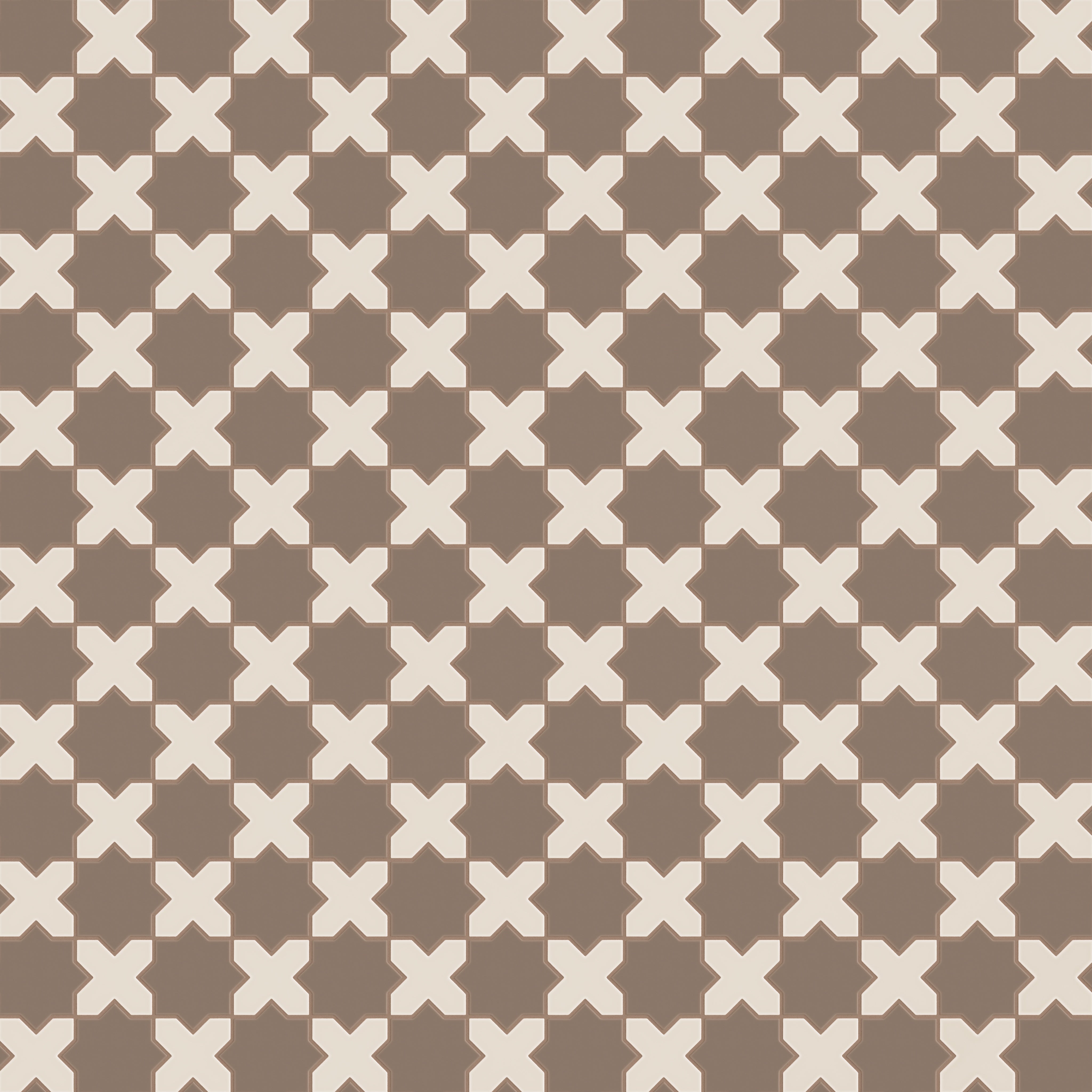 Mini Star & Cross Original Ceramic Tile in Cardamom Matte & Sand Dune Matte