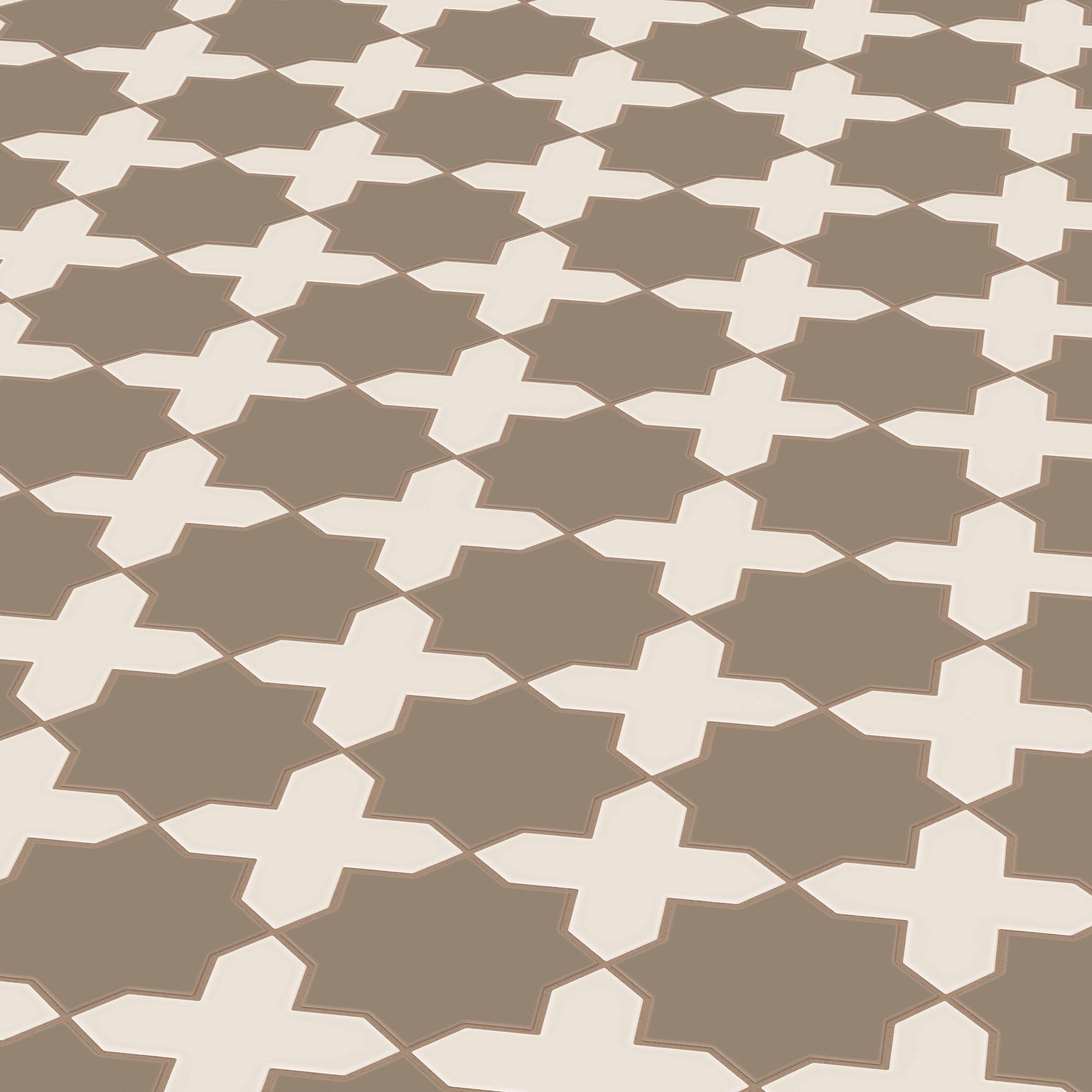 Star & Cross Original Ceramic Tile in Cardamom Matte & Sand Dune Matte