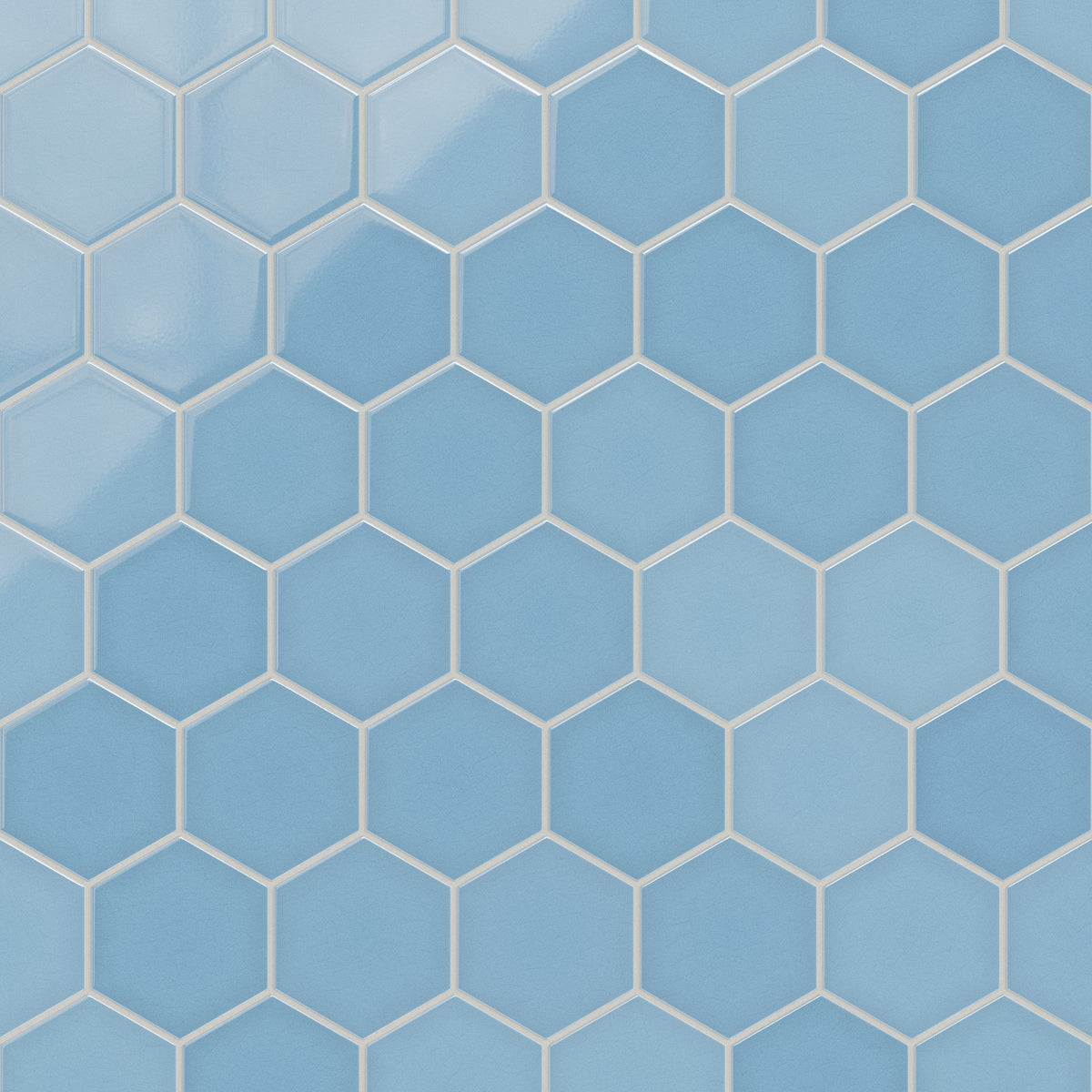 6" Hexagon Original Ceramic Tile in Caribbean Sea Gloss