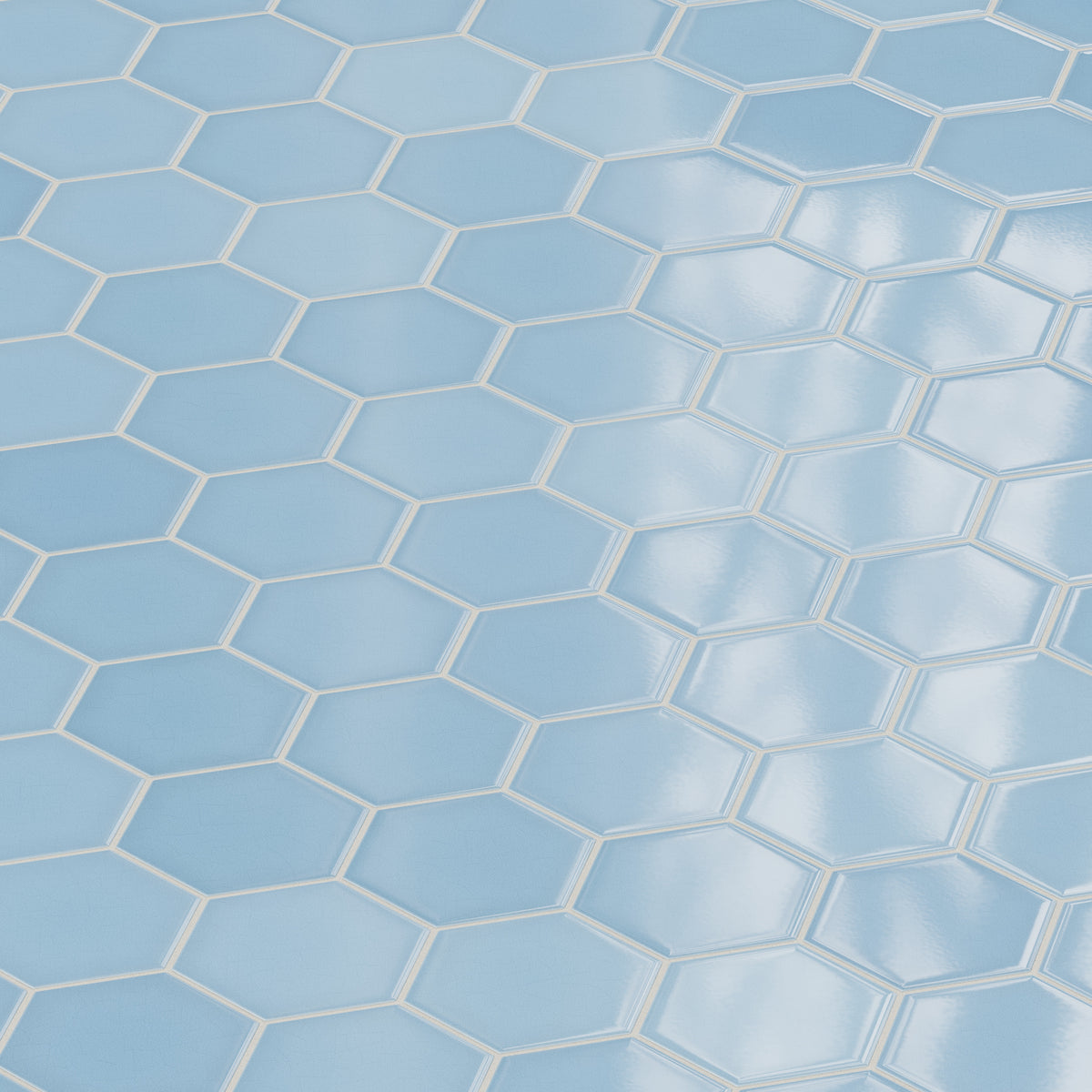 6" Hexagon Original Ceramic Tile in Caribbean Sea Gloss