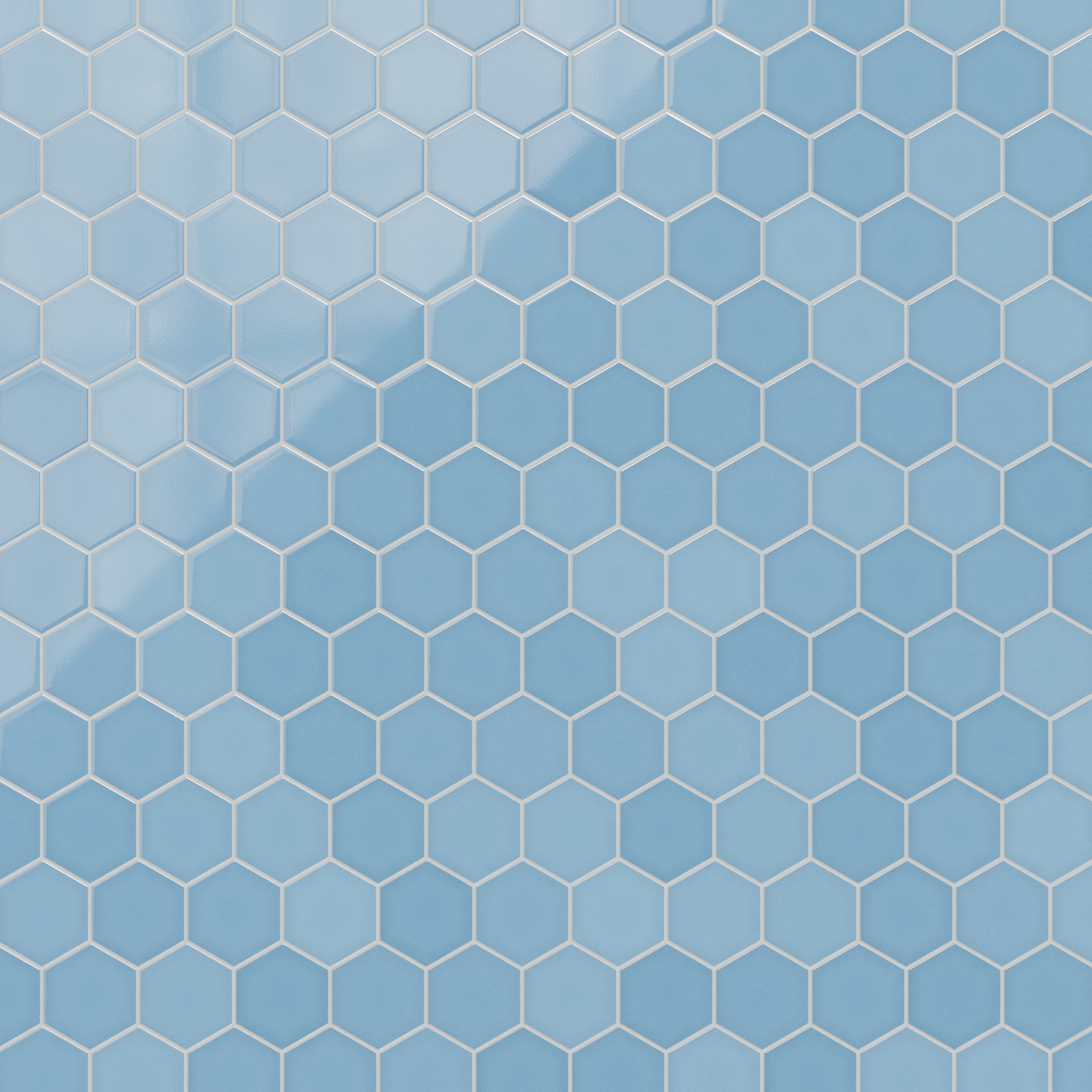 6" Hexagon Original Ceramic Tile in Caribbean Sea Gloss