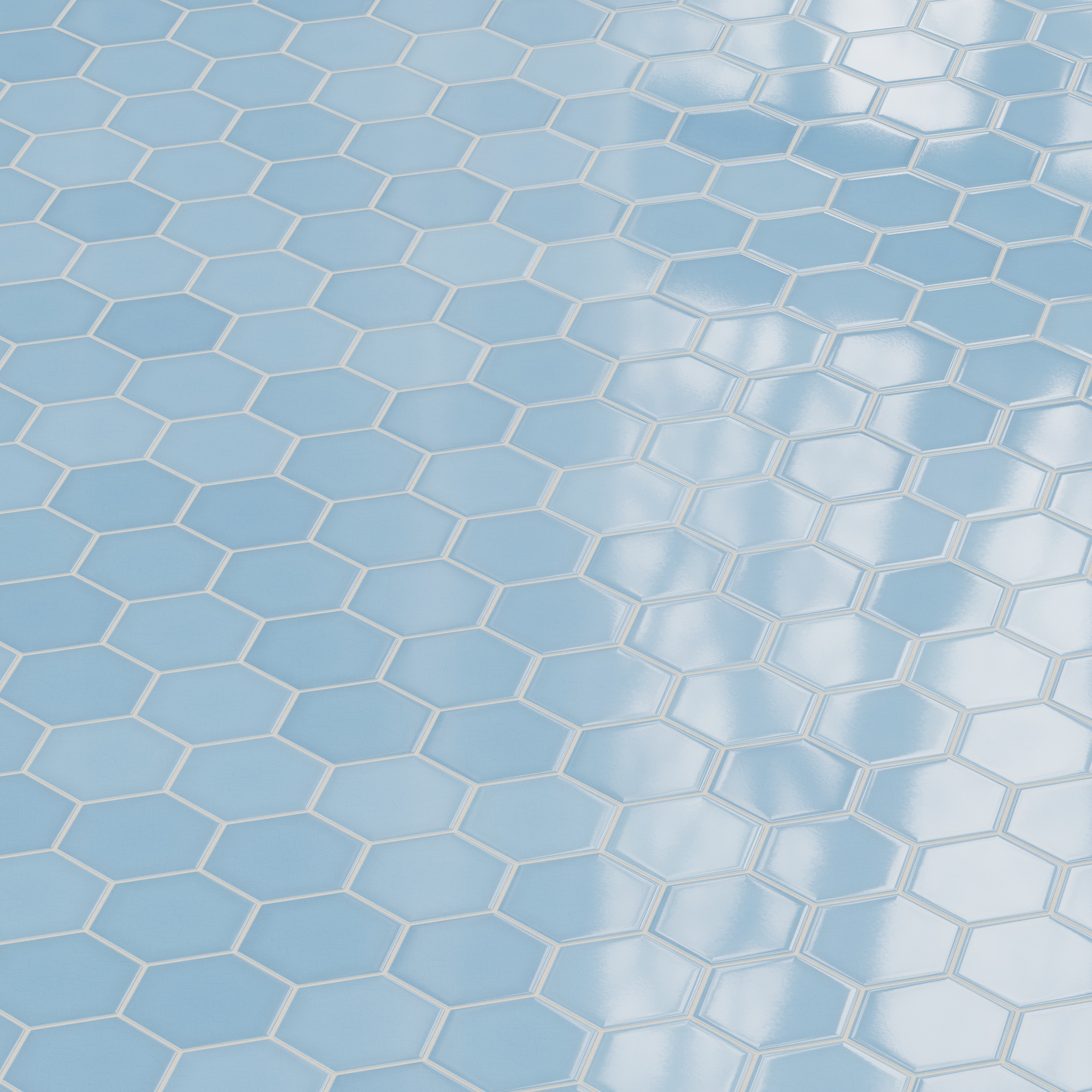 6" Hexagon Original Ceramic Tile in Caribbean Sea Gloss