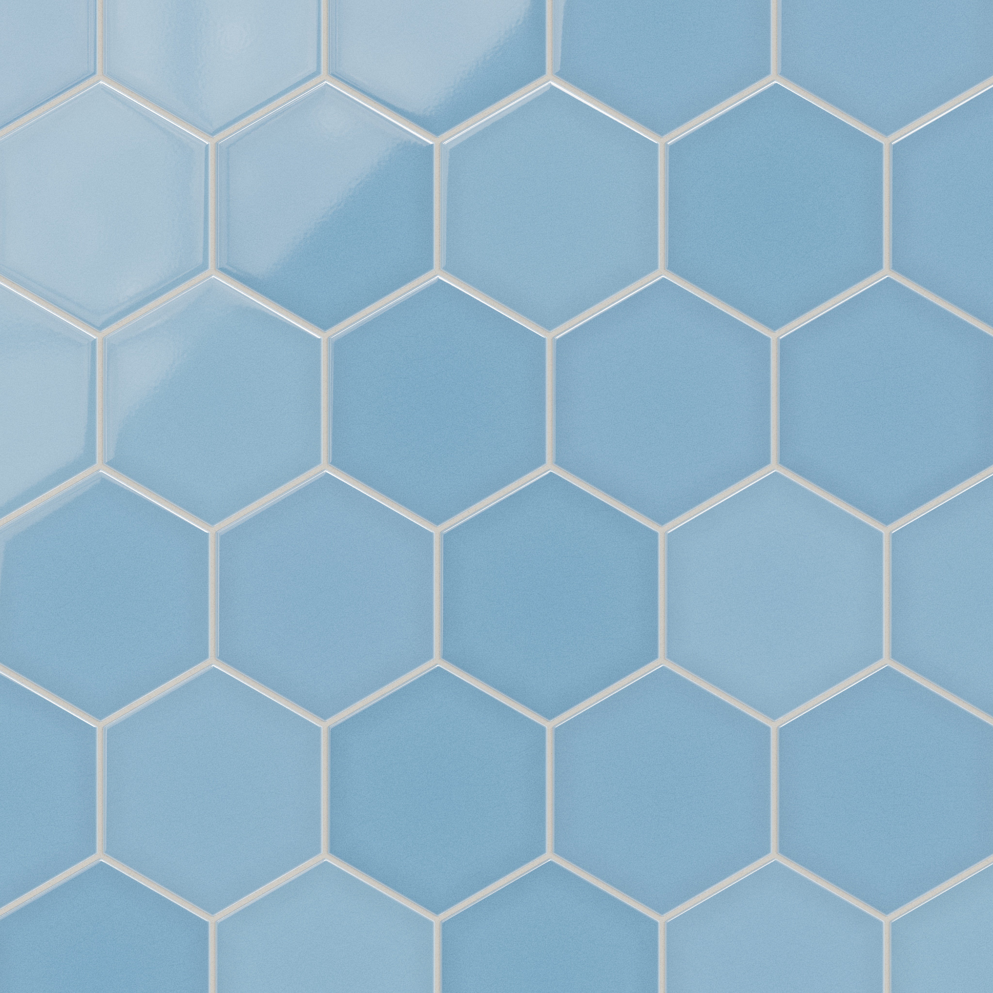 8" Hexagon Original Ceramic Tile in Caribbean Sea Gloss