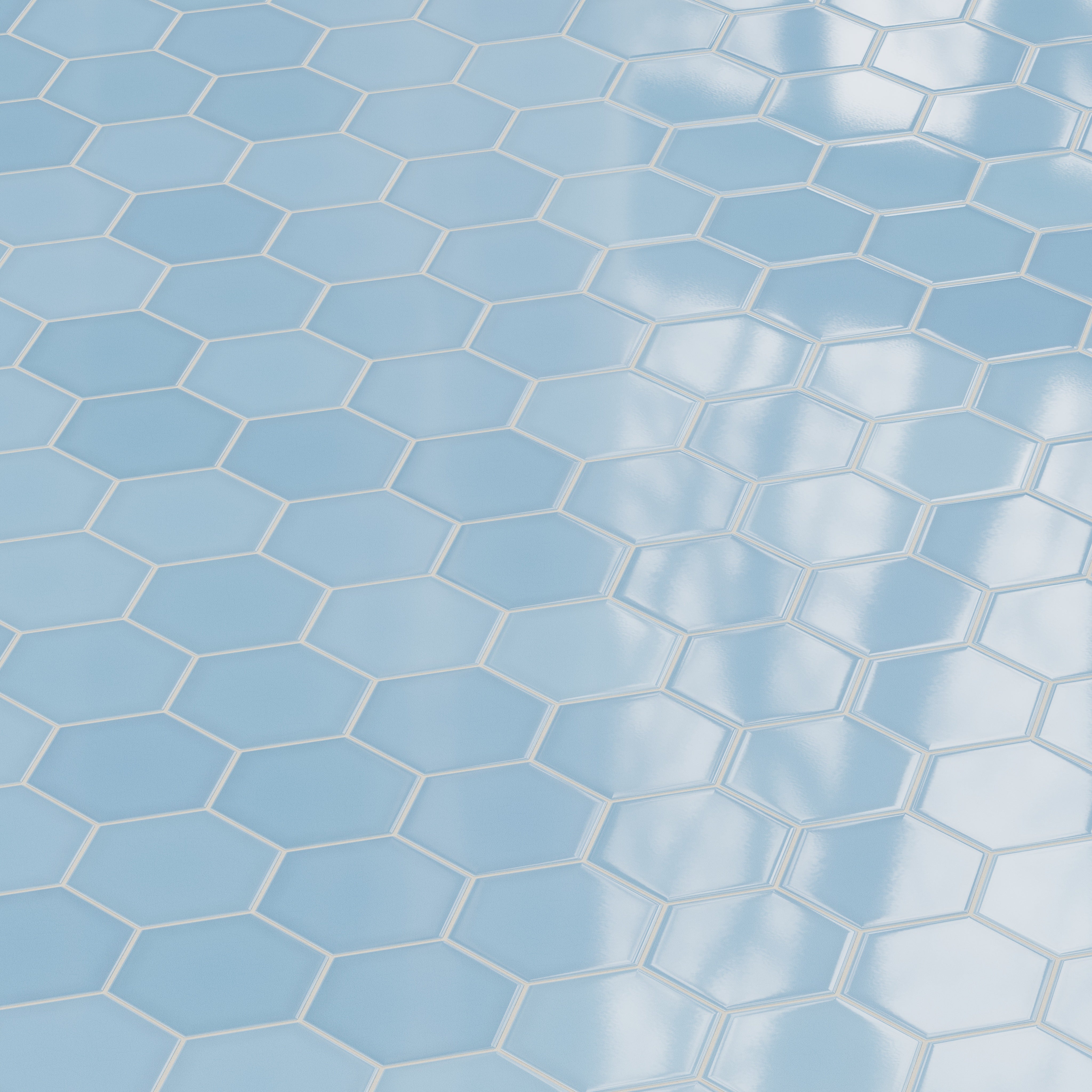 8" Hexagon Original Ceramic Tile in Caribbean Sea Gloss