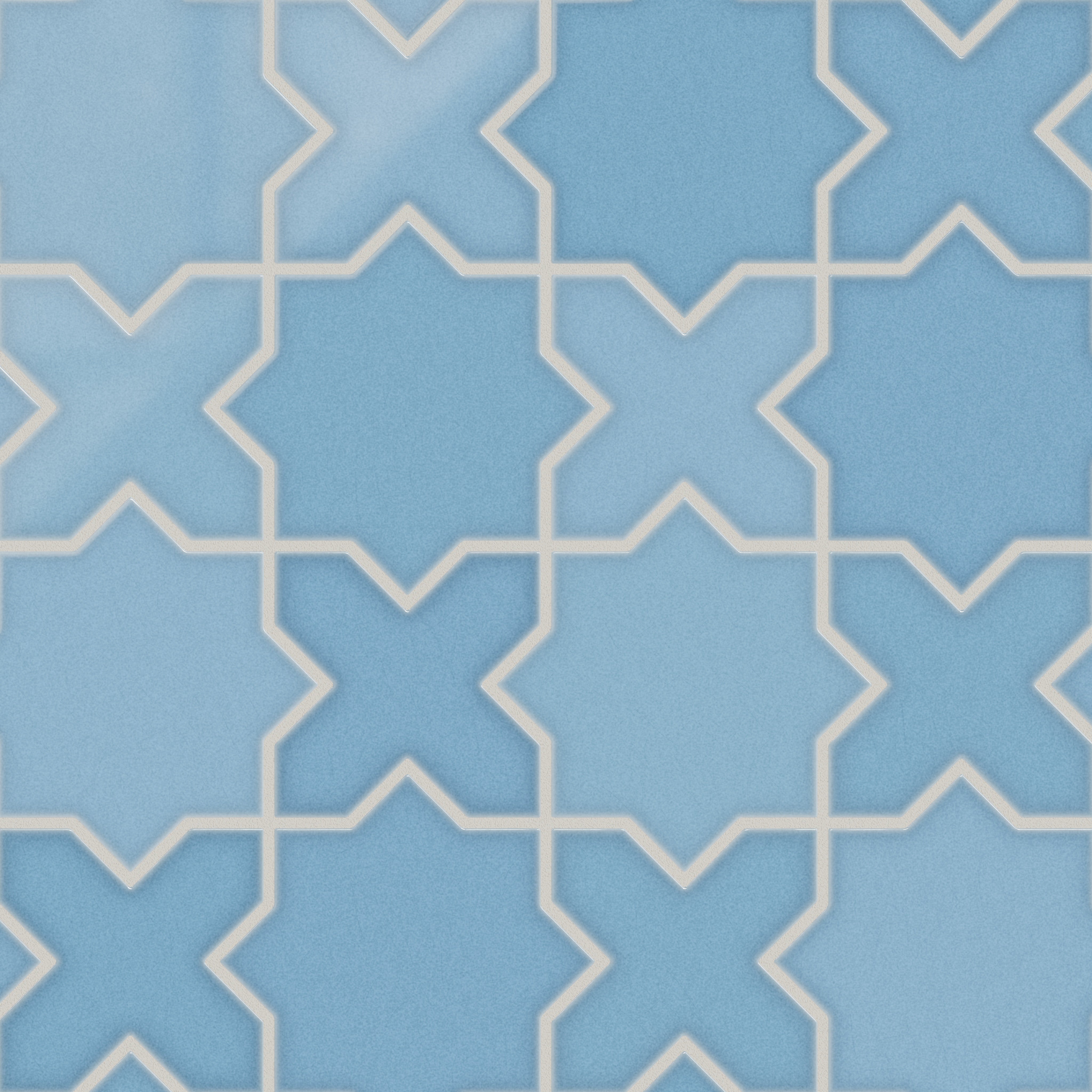 Star & Cross Original Ceramic Tile in Caribbean Sea Gloss