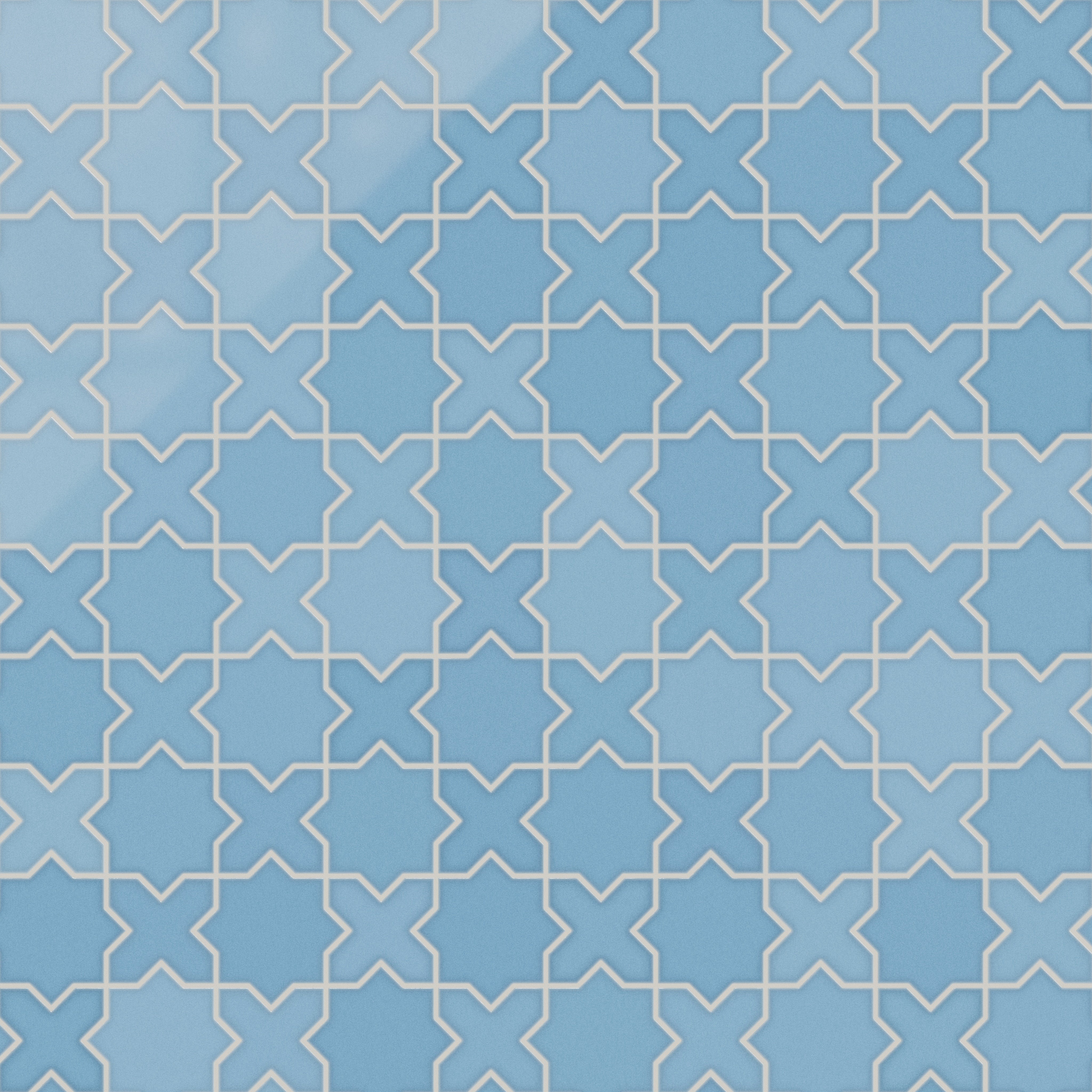 Star & Cross Original Ceramic Tile in Caribbean Sea Gloss
