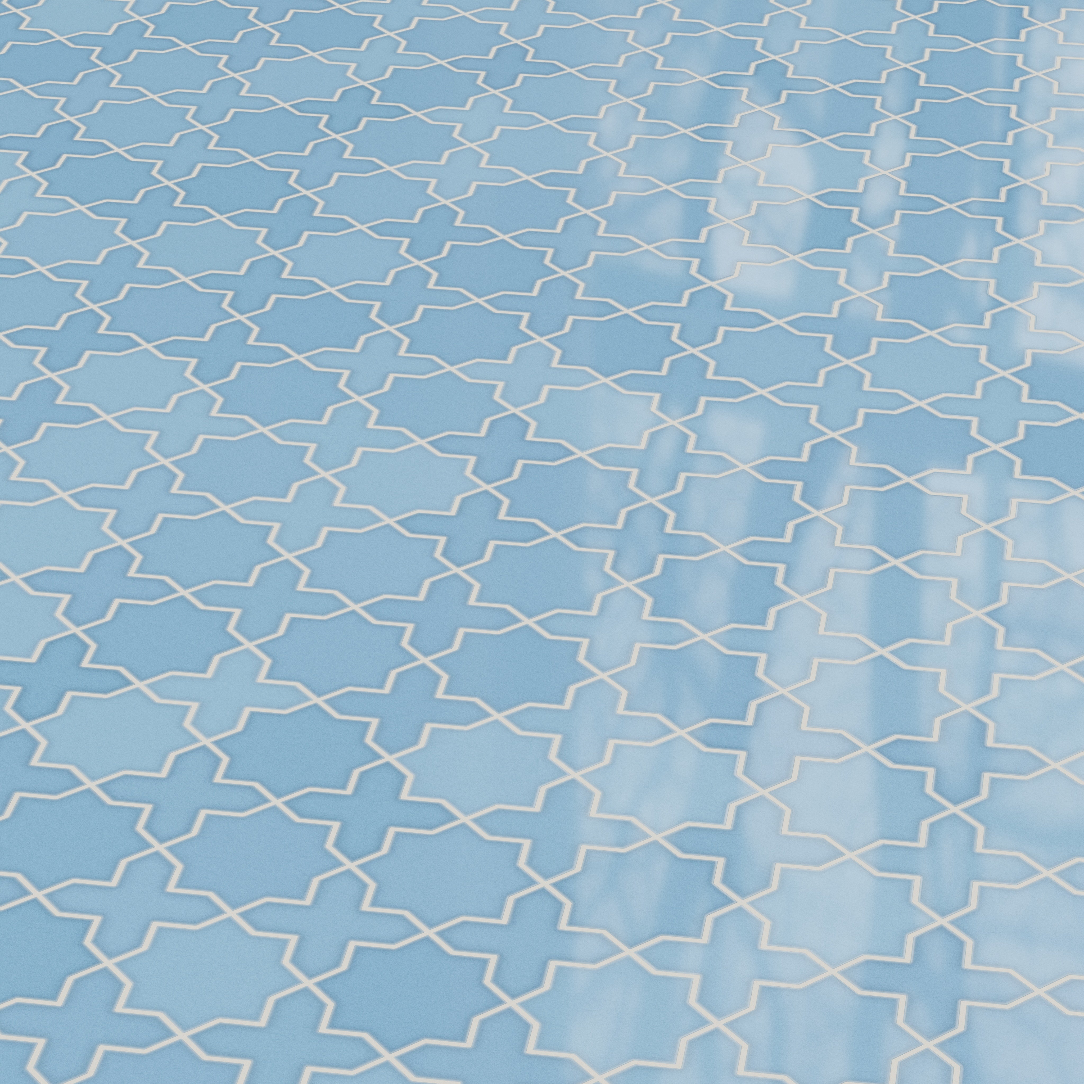 Star & Cross Original Ceramic Tile in Caribbean Sea Gloss