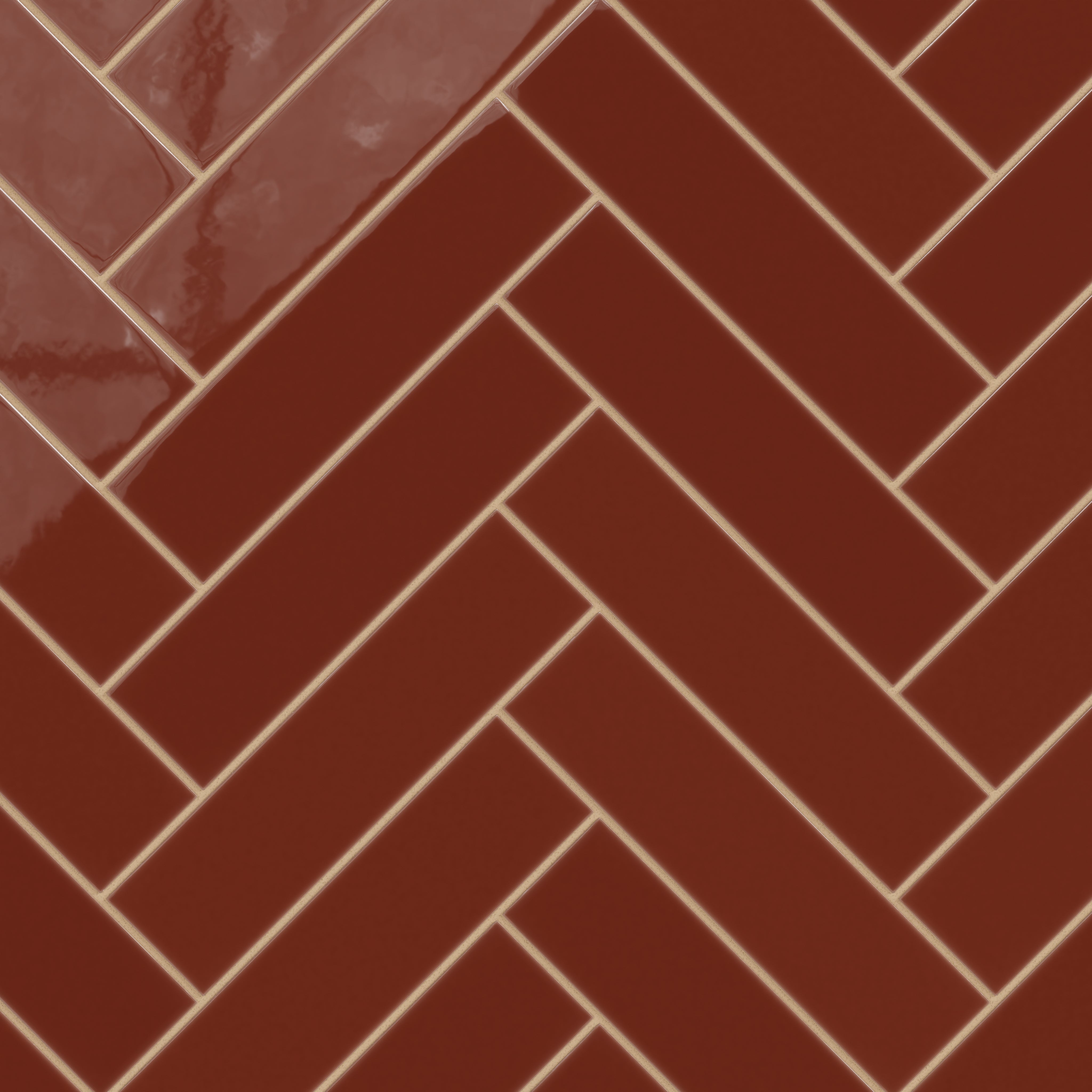 3x12 Natural Press Ceramic Tile in Carmine Gloss