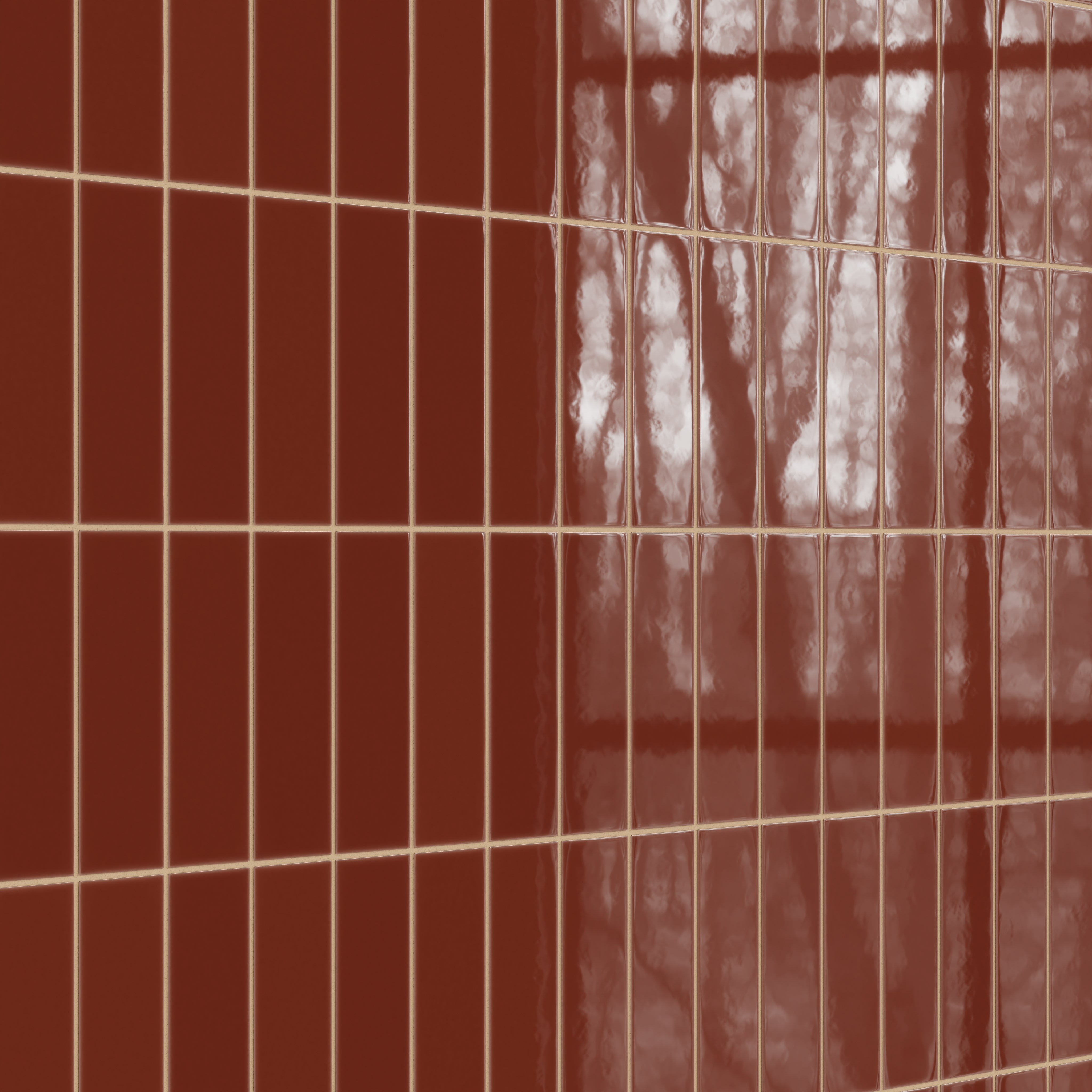 3x9 Natural Press Ceramic Tile in Carmine Gloss