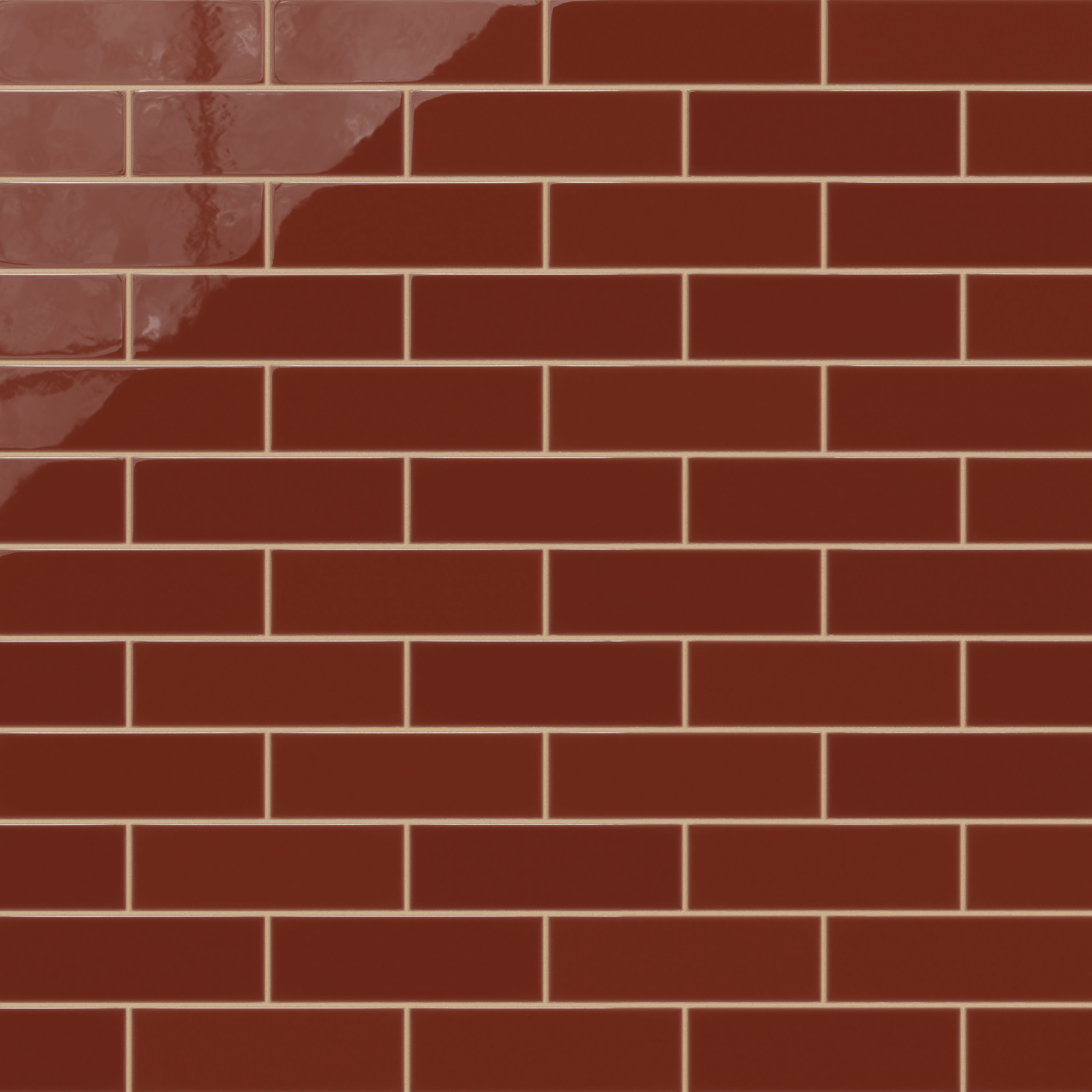 3x9 Natural Press Ceramic Tile in Carmine Gloss
