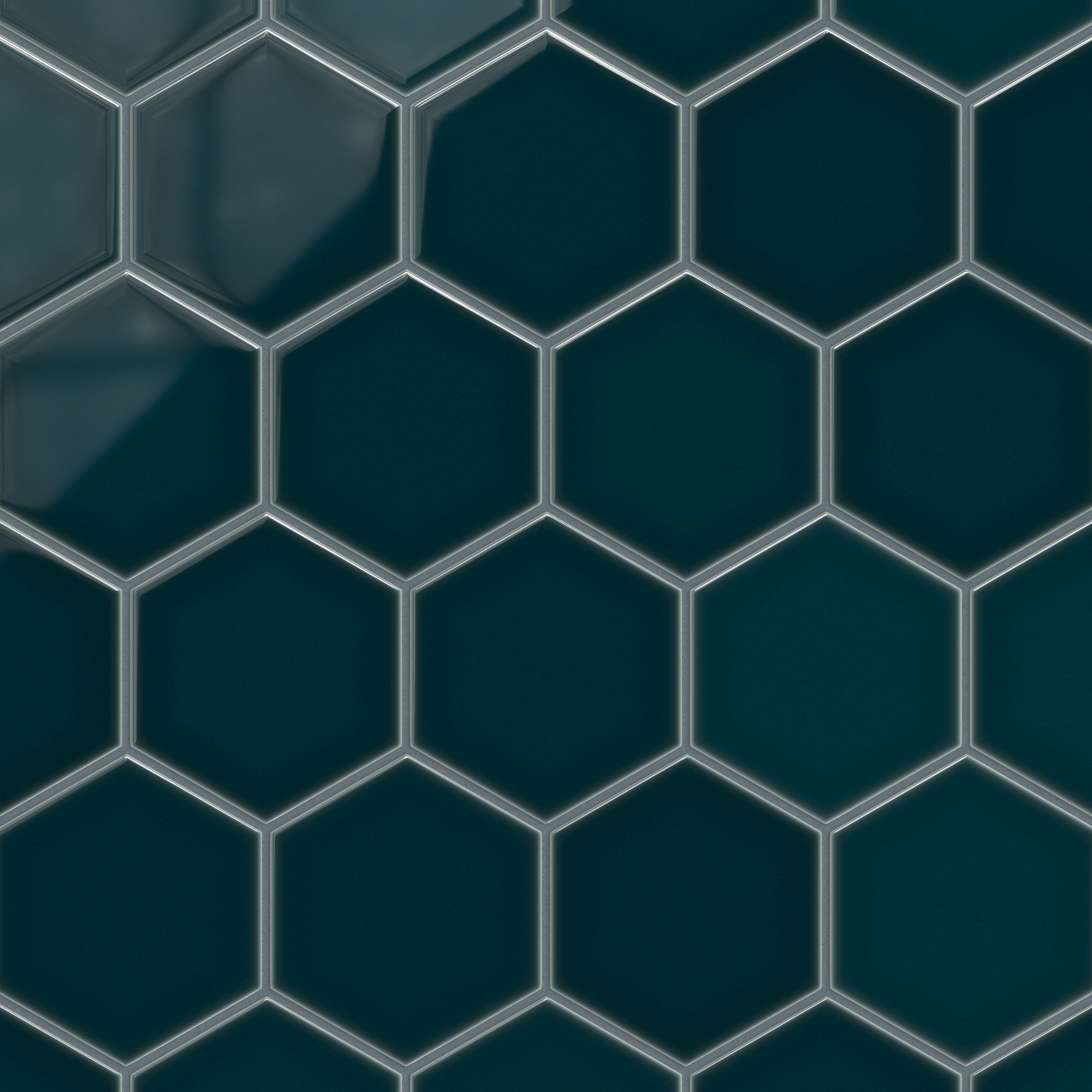 6" Hexagon Original Ceramic Tile in Caspian Sea Gloss