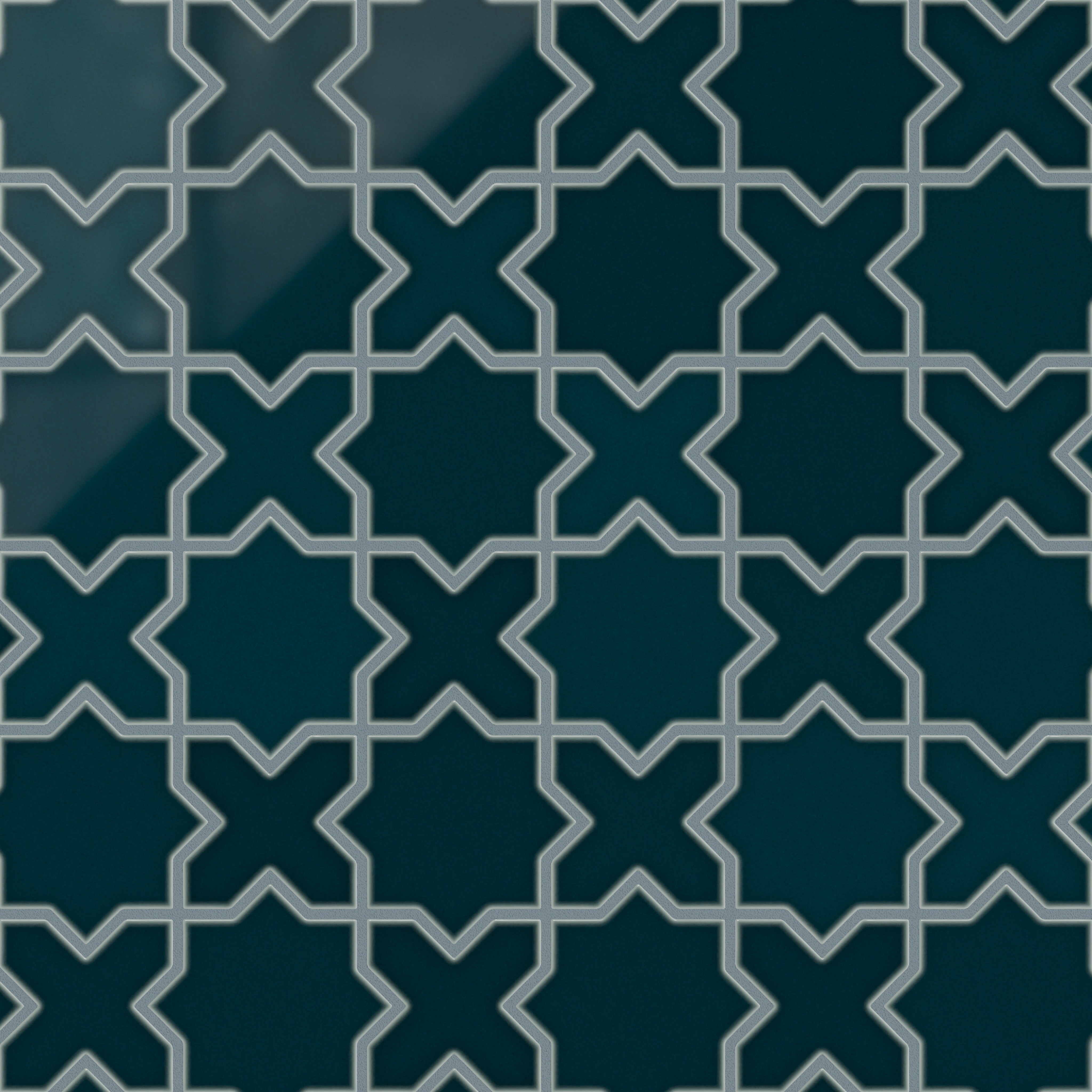 Mini Star & Cross Original Ceramic Tile in Caspian Sea Gloss