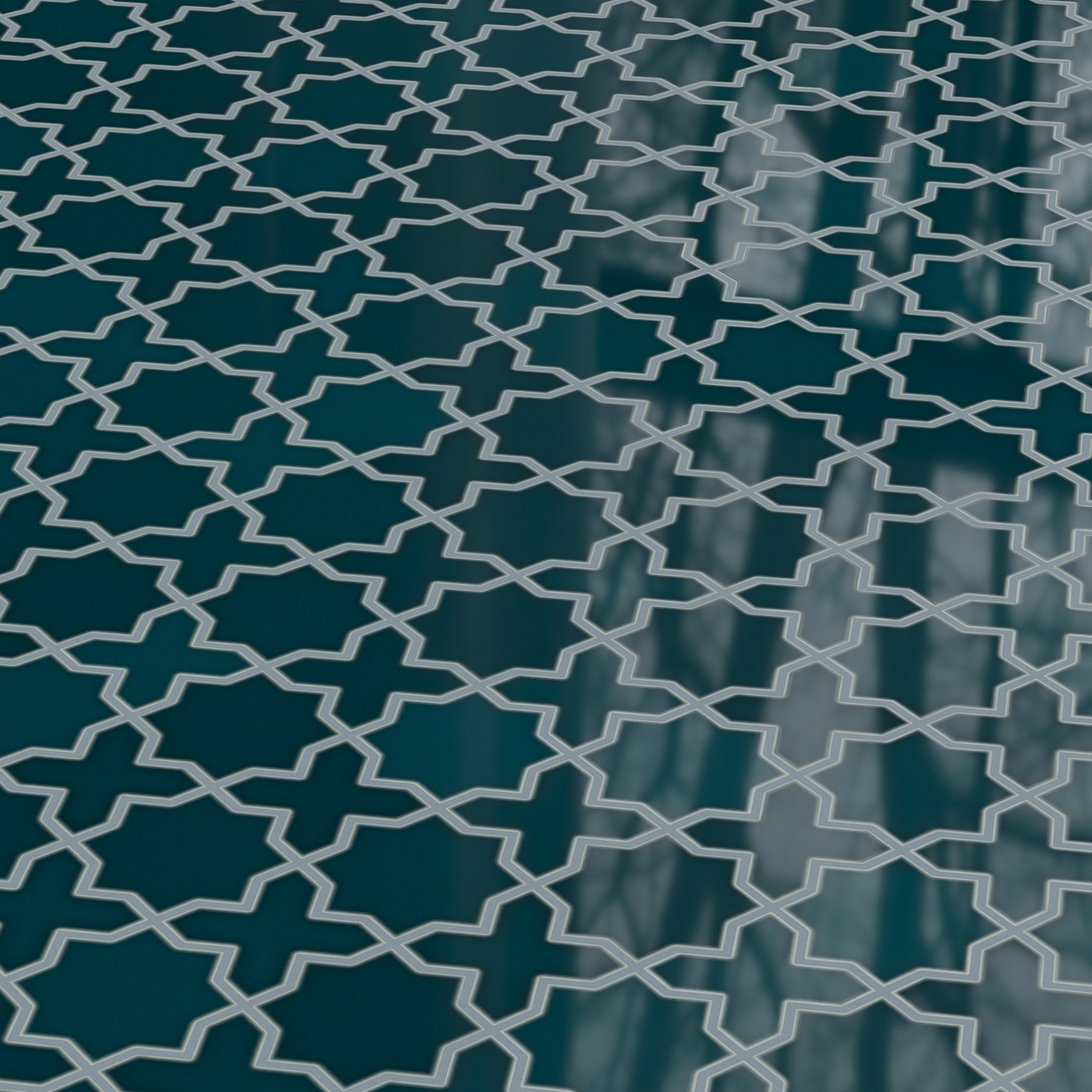 Mini Star & Cross Original Ceramic Tile in Caspian Sea Gloss