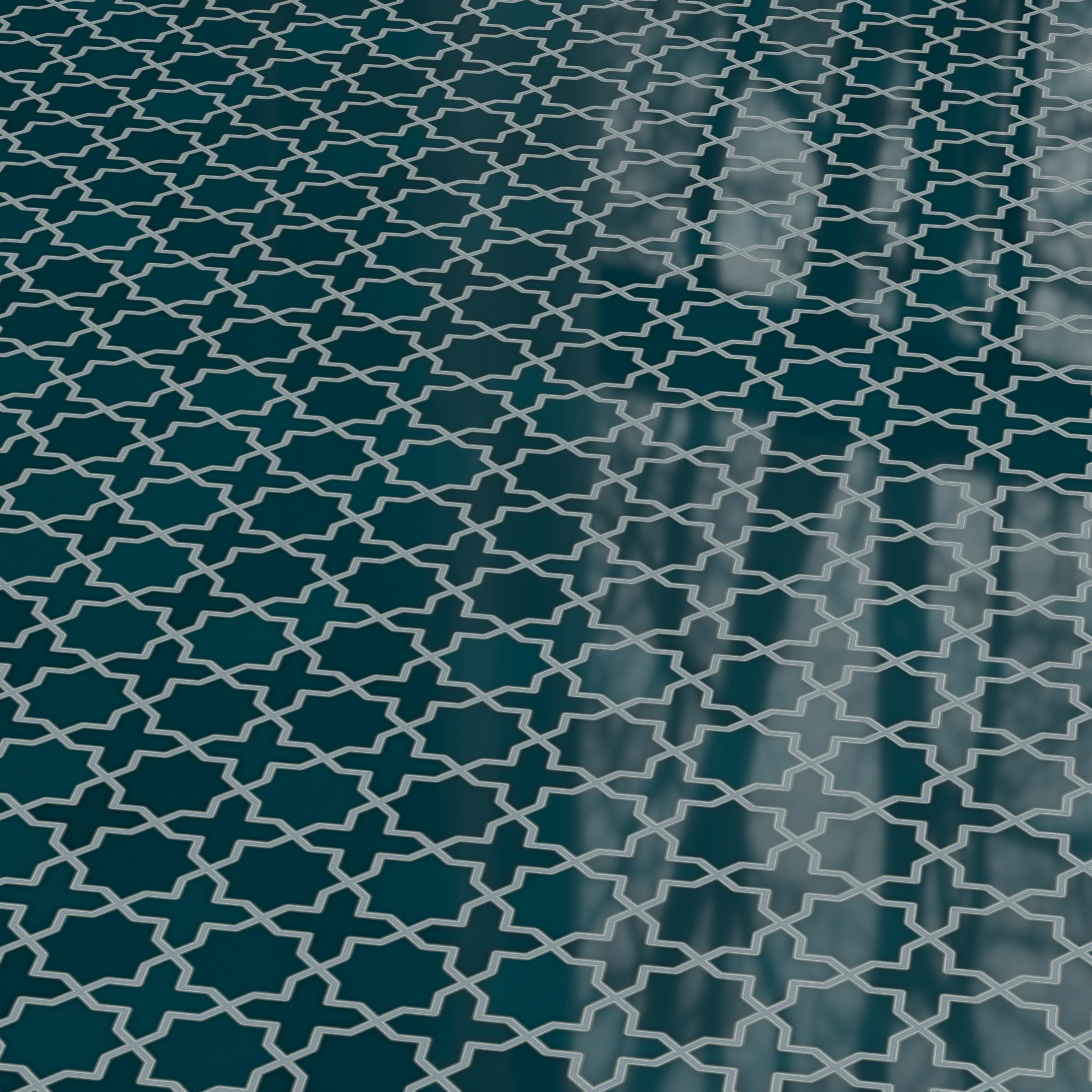Mini Star & Cross Original Ceramic Tile in Caspian Sea Gloss