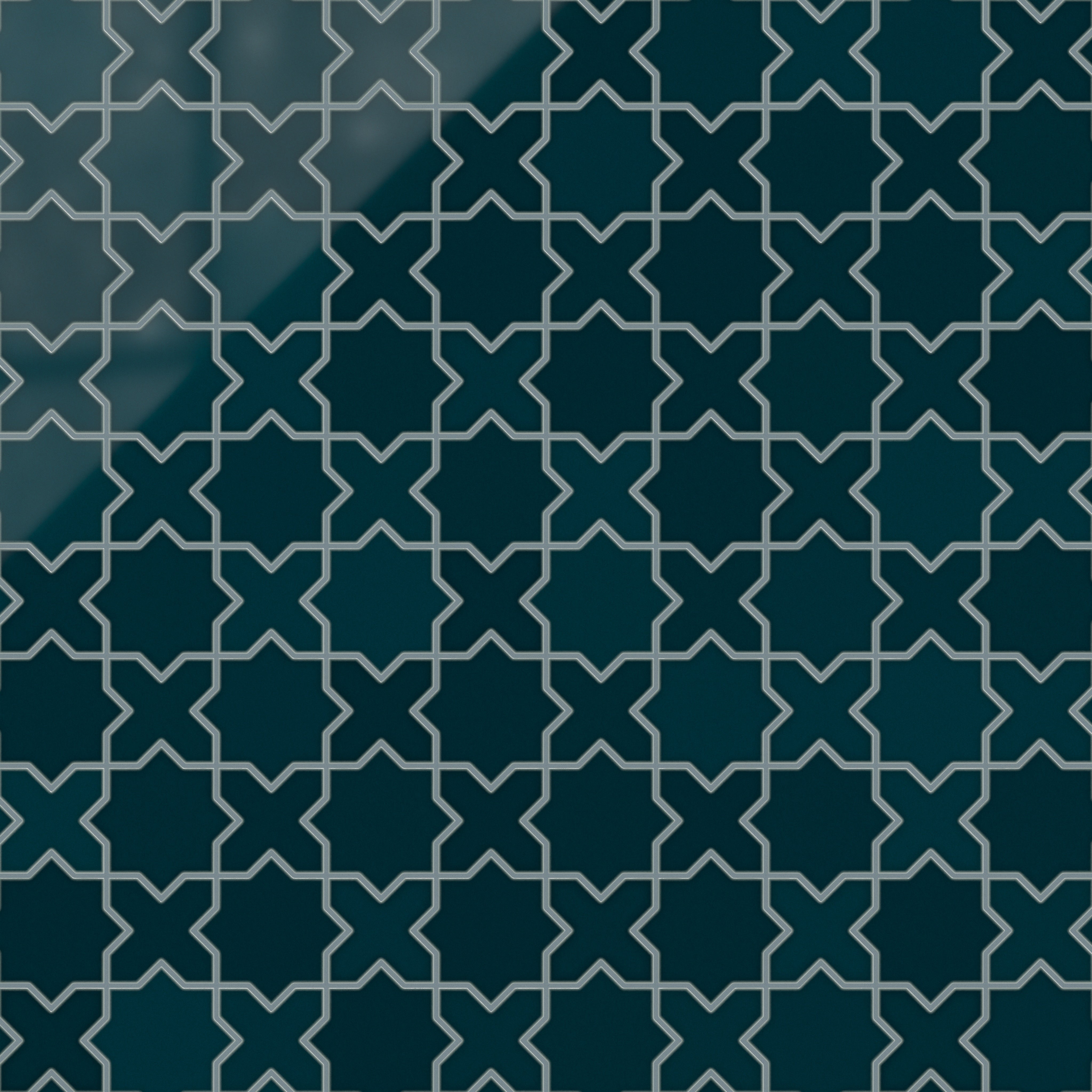 Star & Cross Original Ceramic Tile in Caspian Sea Gloss