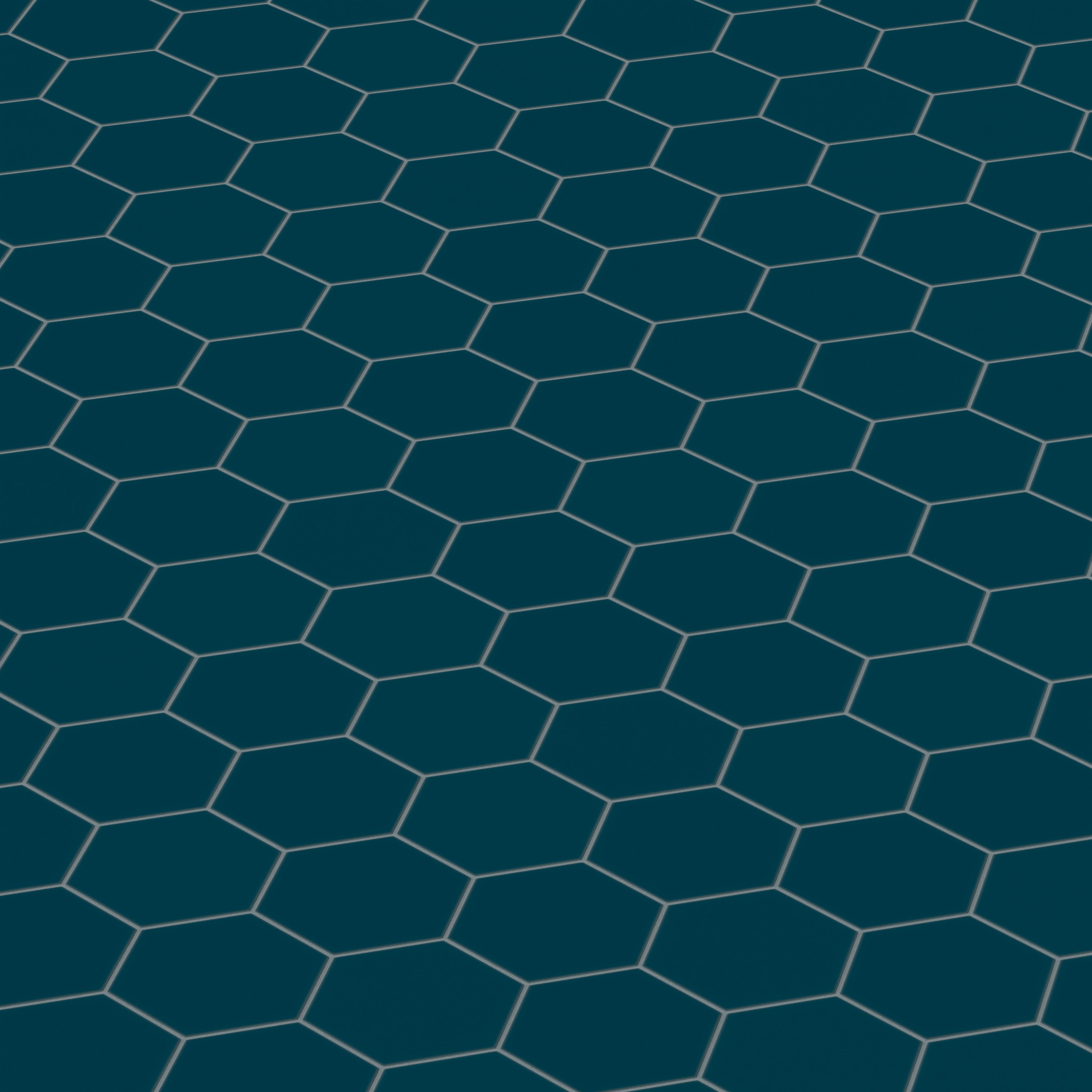 8" Hexagon Original Ceramic Tile in Caspian Sea Matte