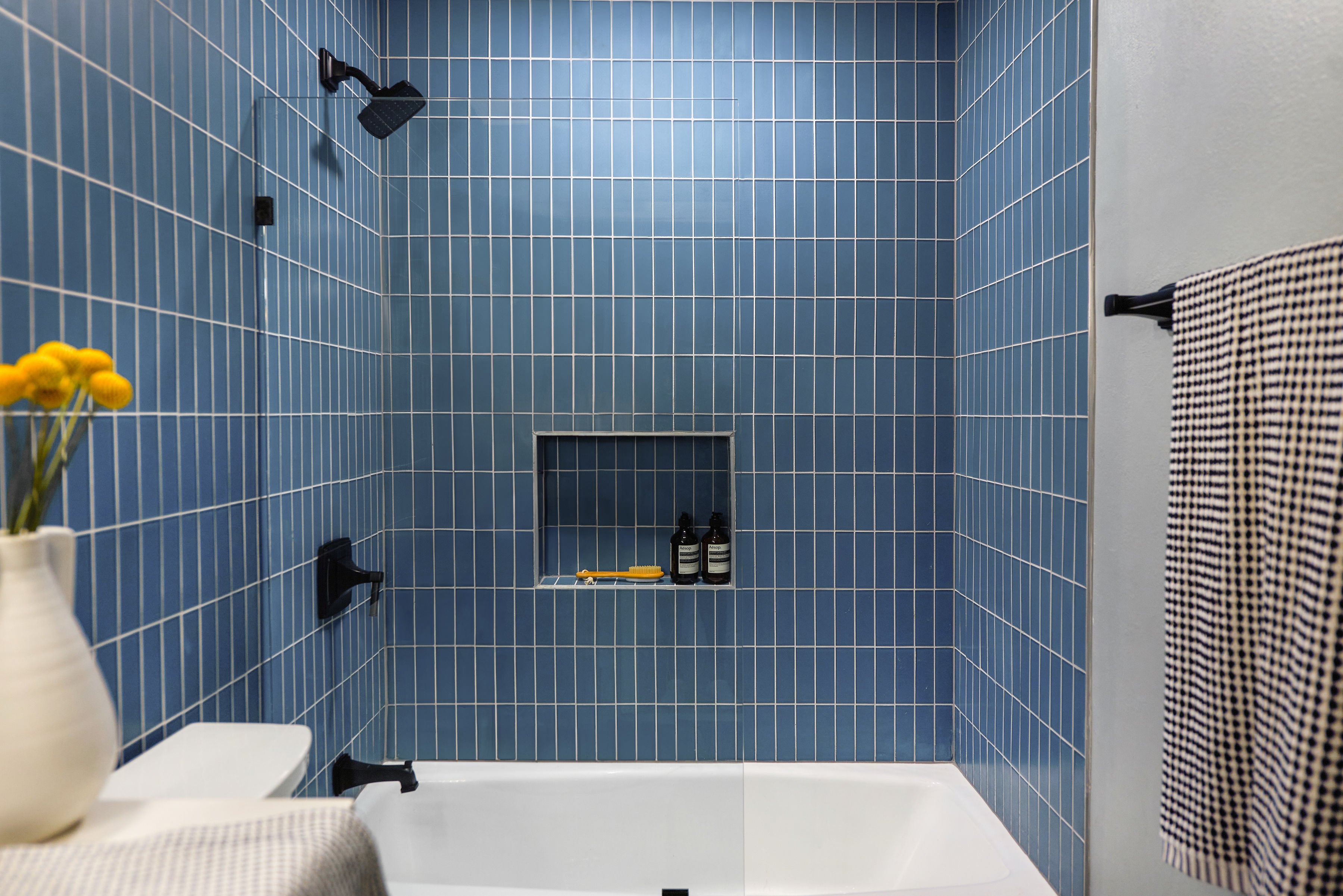 2x6 Glass Tile in Blue Jay Matte