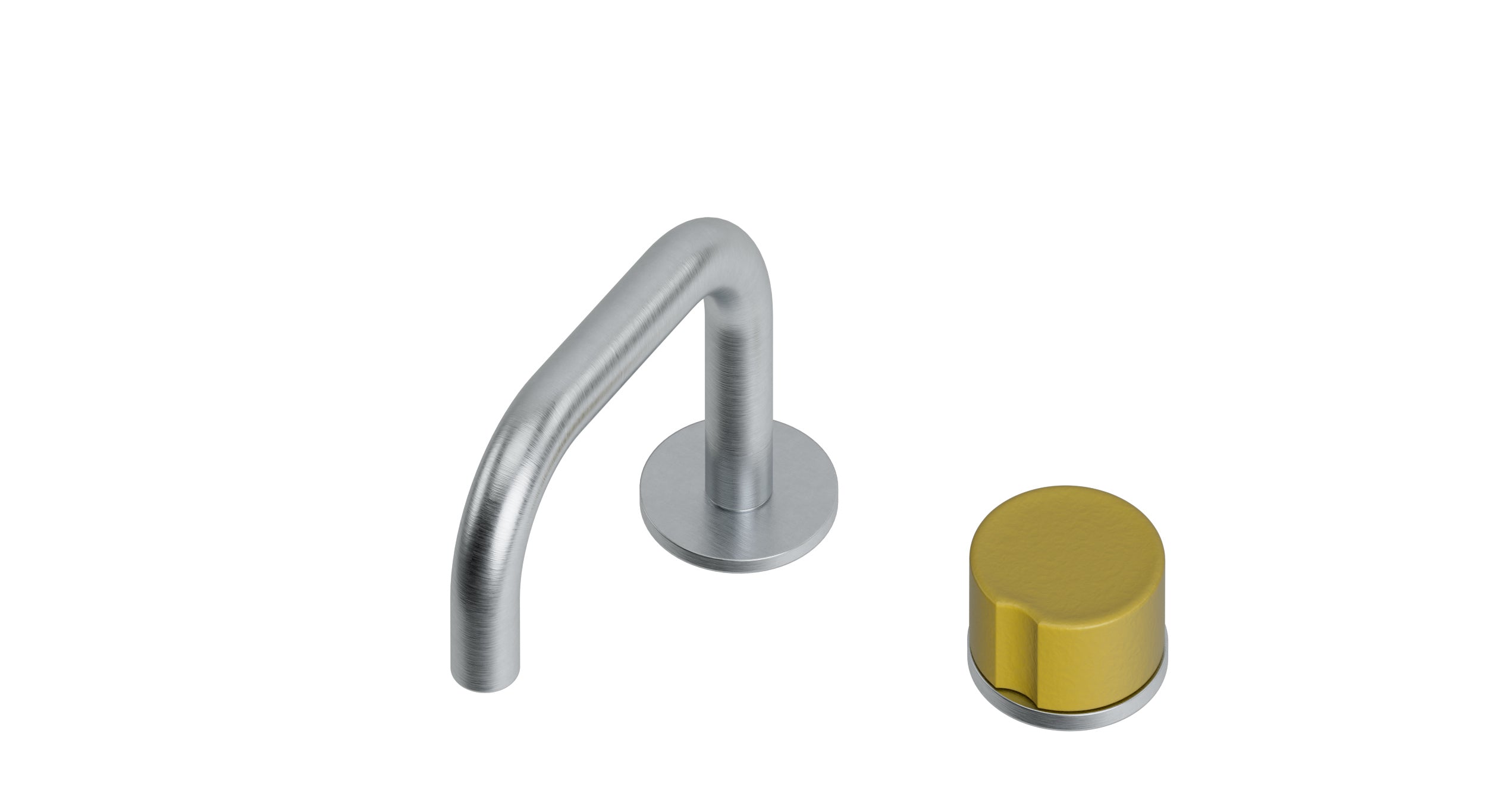 Foundry One Handle Deck Mount Squaretop Lavatory Faucet with Groove Ceramic Knob Handle in Satin Chrome