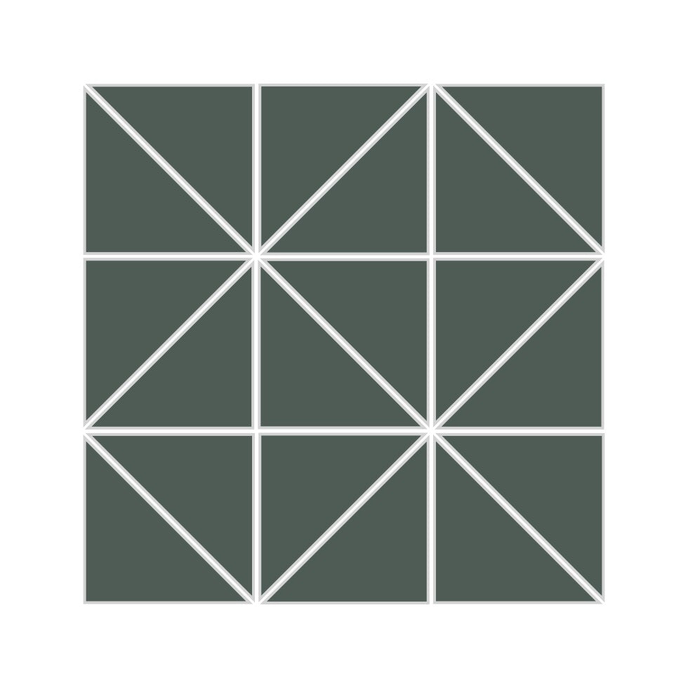 3" Triangle Sheeted - Quadrant Original Ceramic Mosaic Tile in Tempest Matte