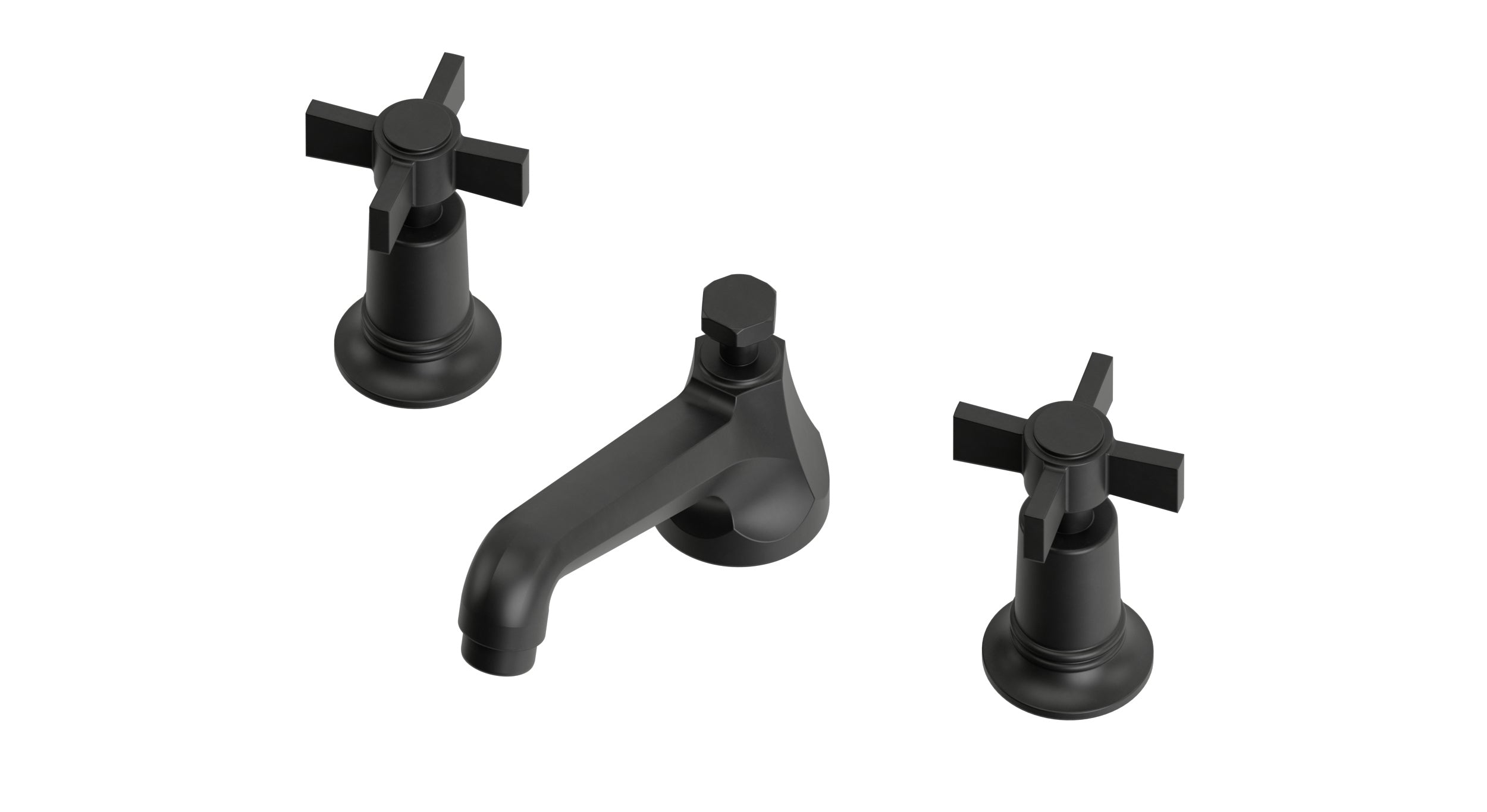 Emerson Two Handle Deck Mount Low Hexagon Lavatory Faucet with Defined Cross Handles in Oil Rubbed Bronze