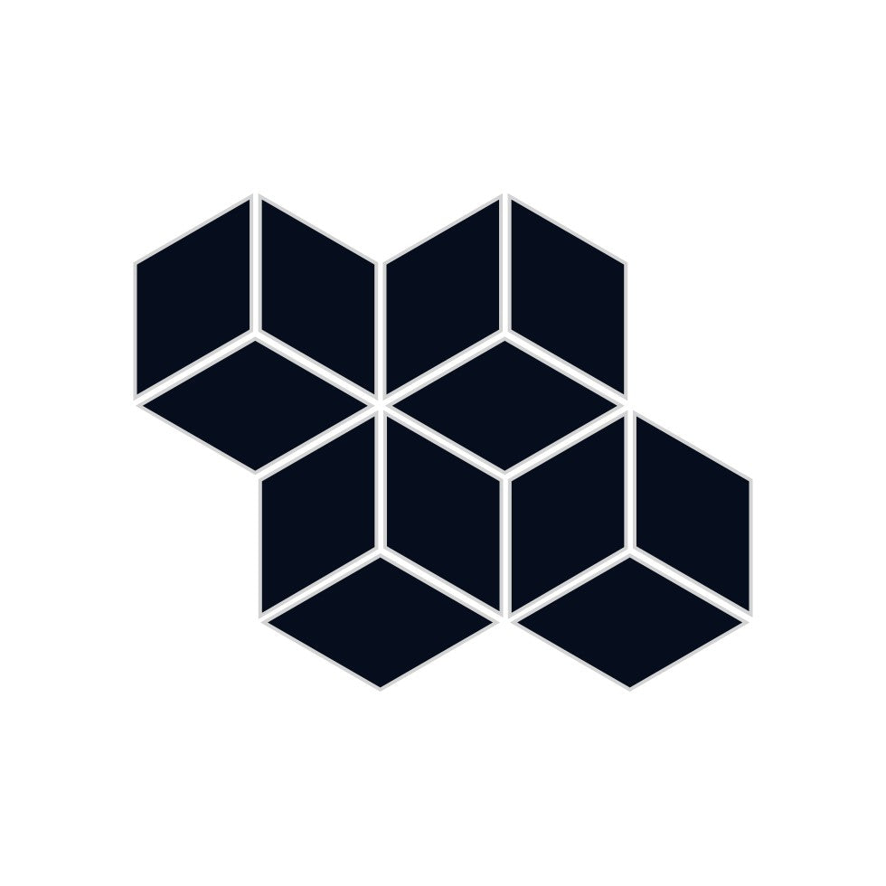 Small Diamond Sheeted - Escher Original Ceramic Mosaic Tile in Navy Blue Matte
