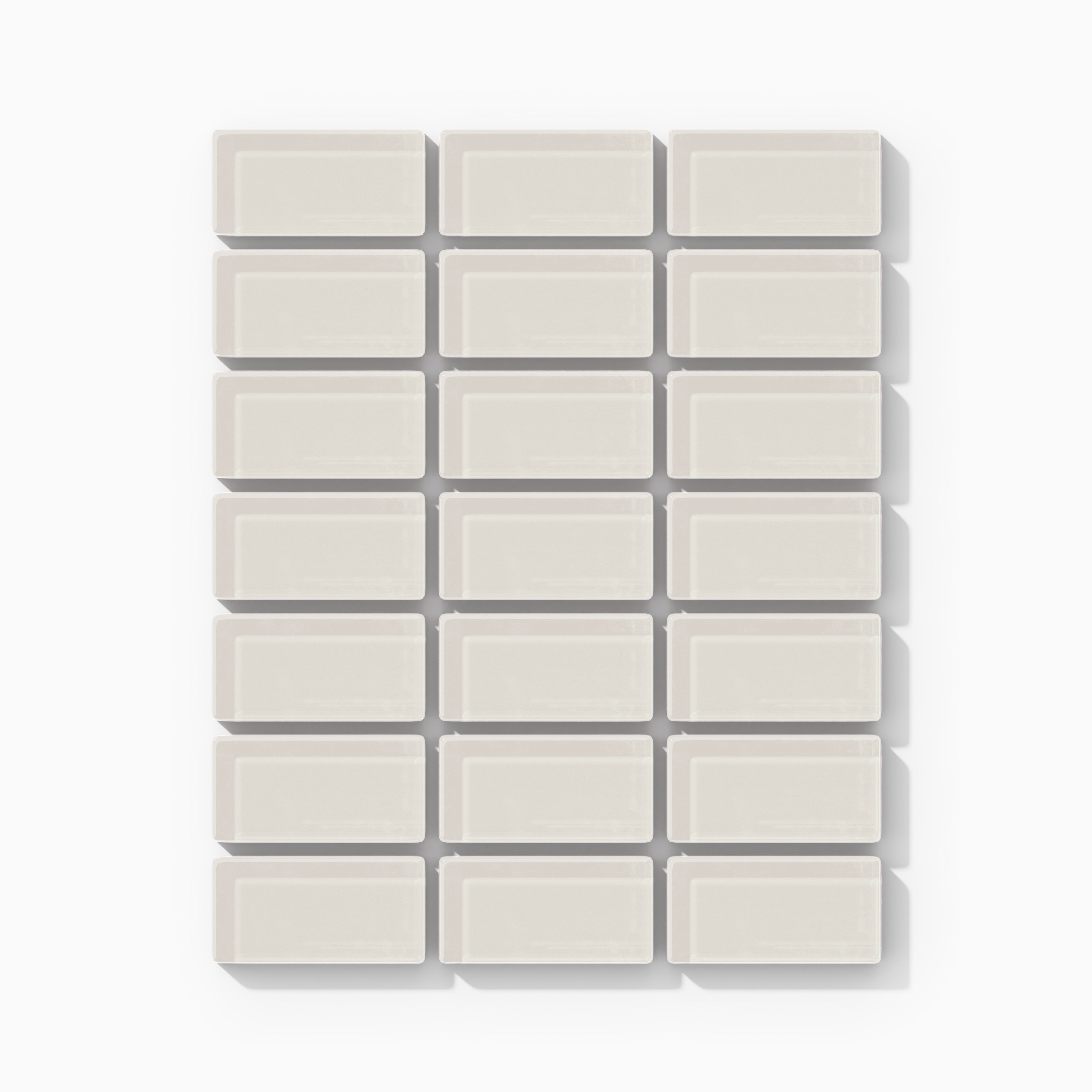 1x2 Straight Set Sheeted Glass Mosaic Tile in Dove Gloss