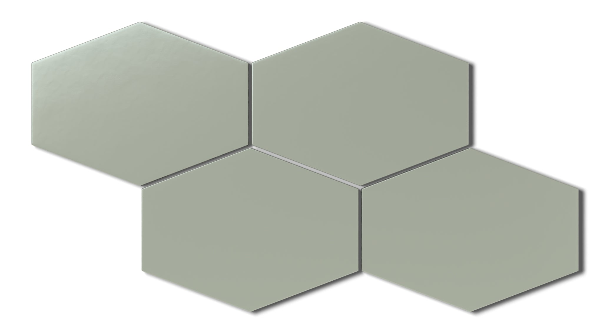 Elongated Hexagon Natural Press Ceramic Tile in Terre Verte Matte