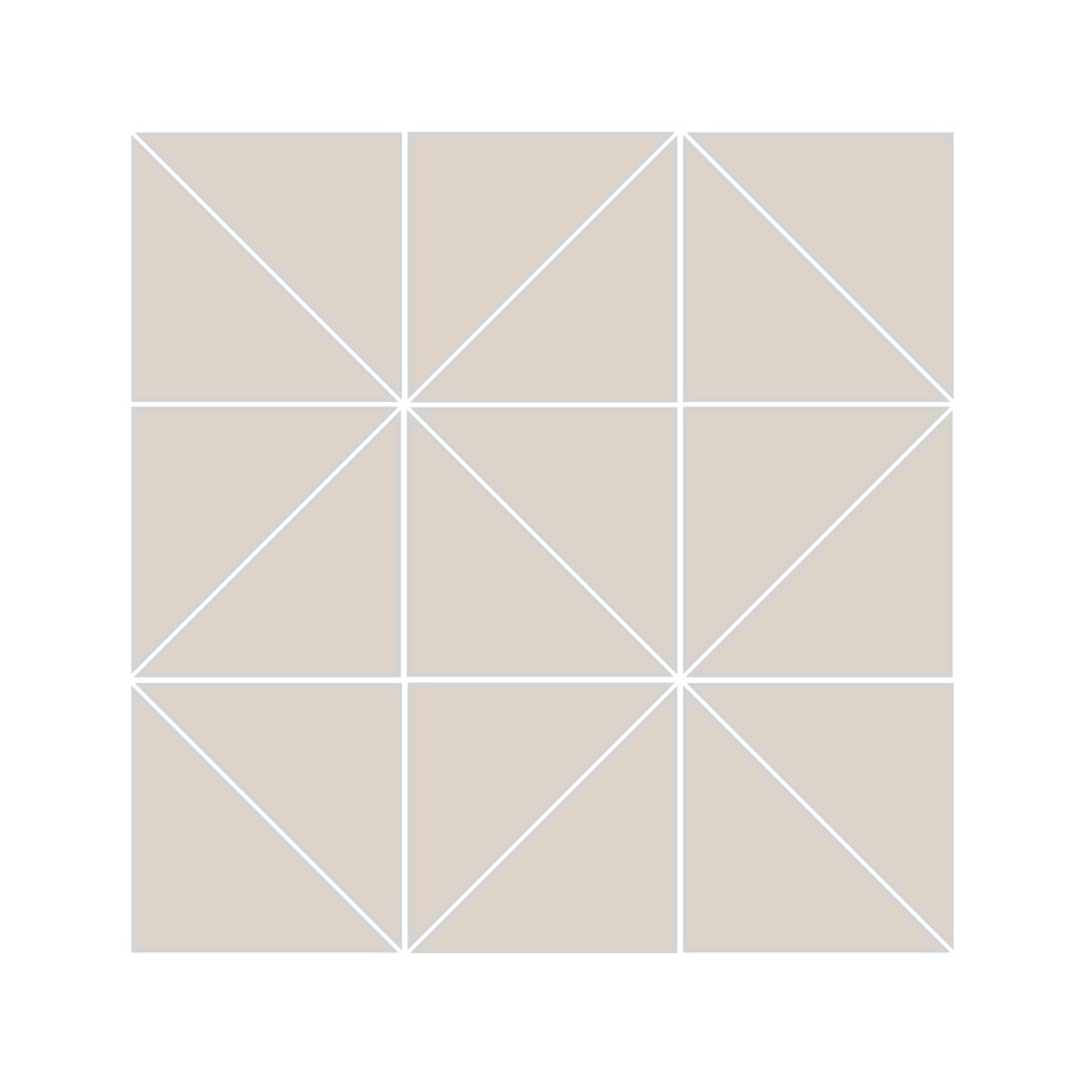 3" Triangle Sheeted - Quadrant Original Ceramic Mosaic Tile in Sand Dune Matte