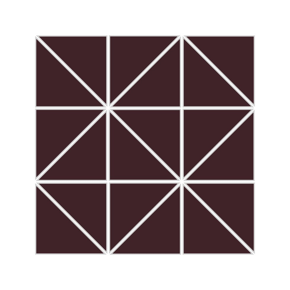3" Triangle Sheeted - Quadrant Original Ceramic Mosaic Tile in Redwood