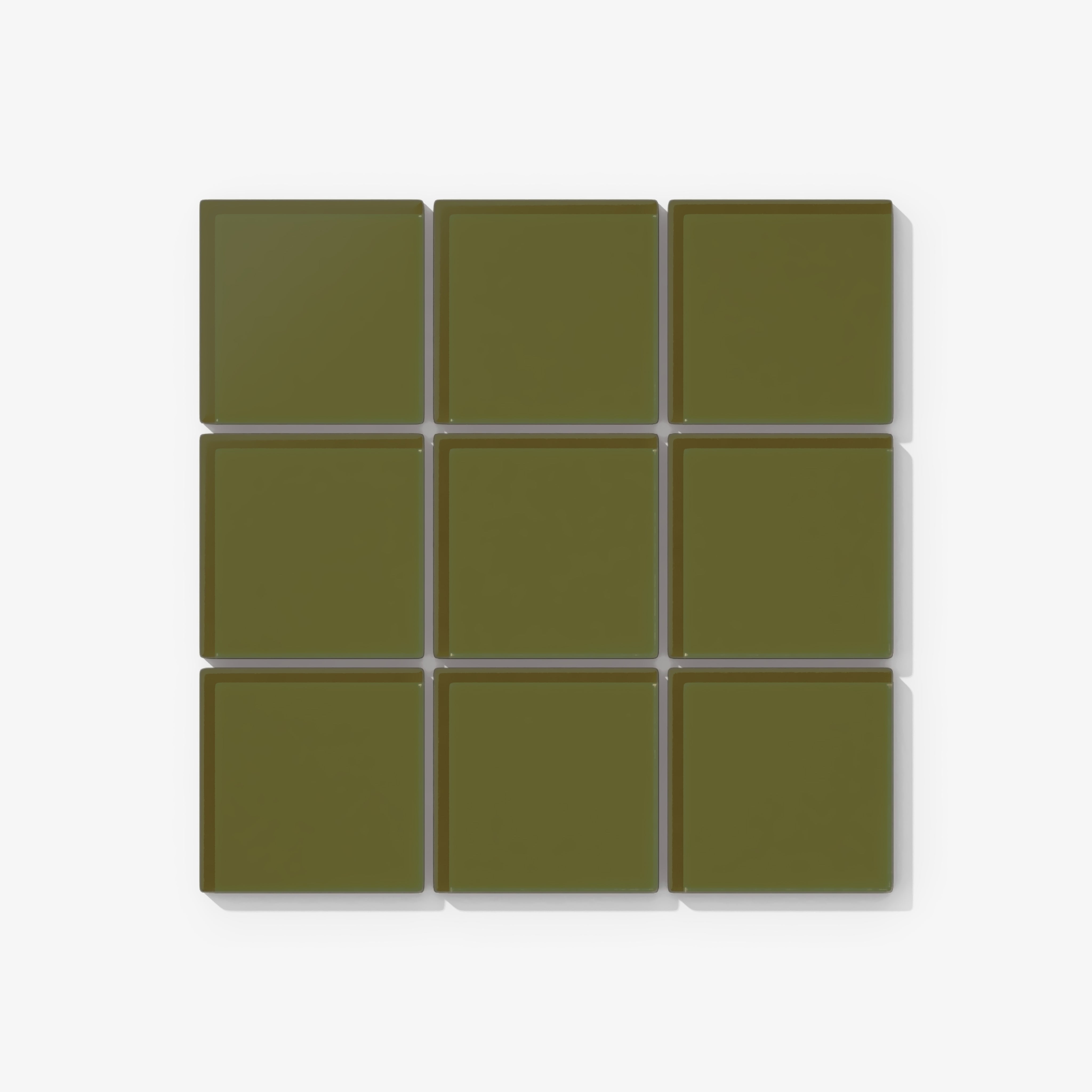 3x3 Straight Set Sheeted Glass Mosaic Tile in Cormorant Matte