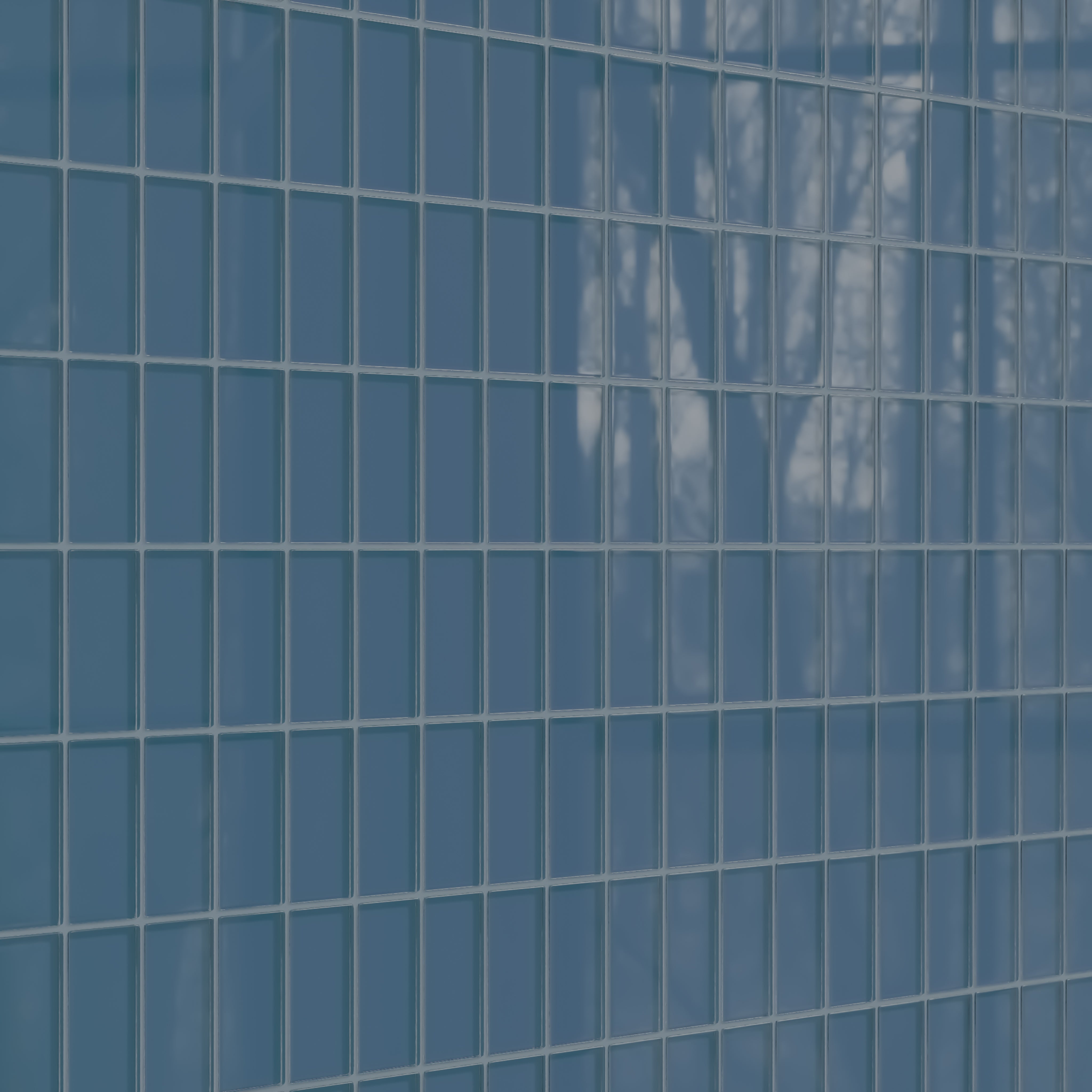 2x4 Straight Set Sheeted Glass Mosaic Tile in Blue Jay Gloss