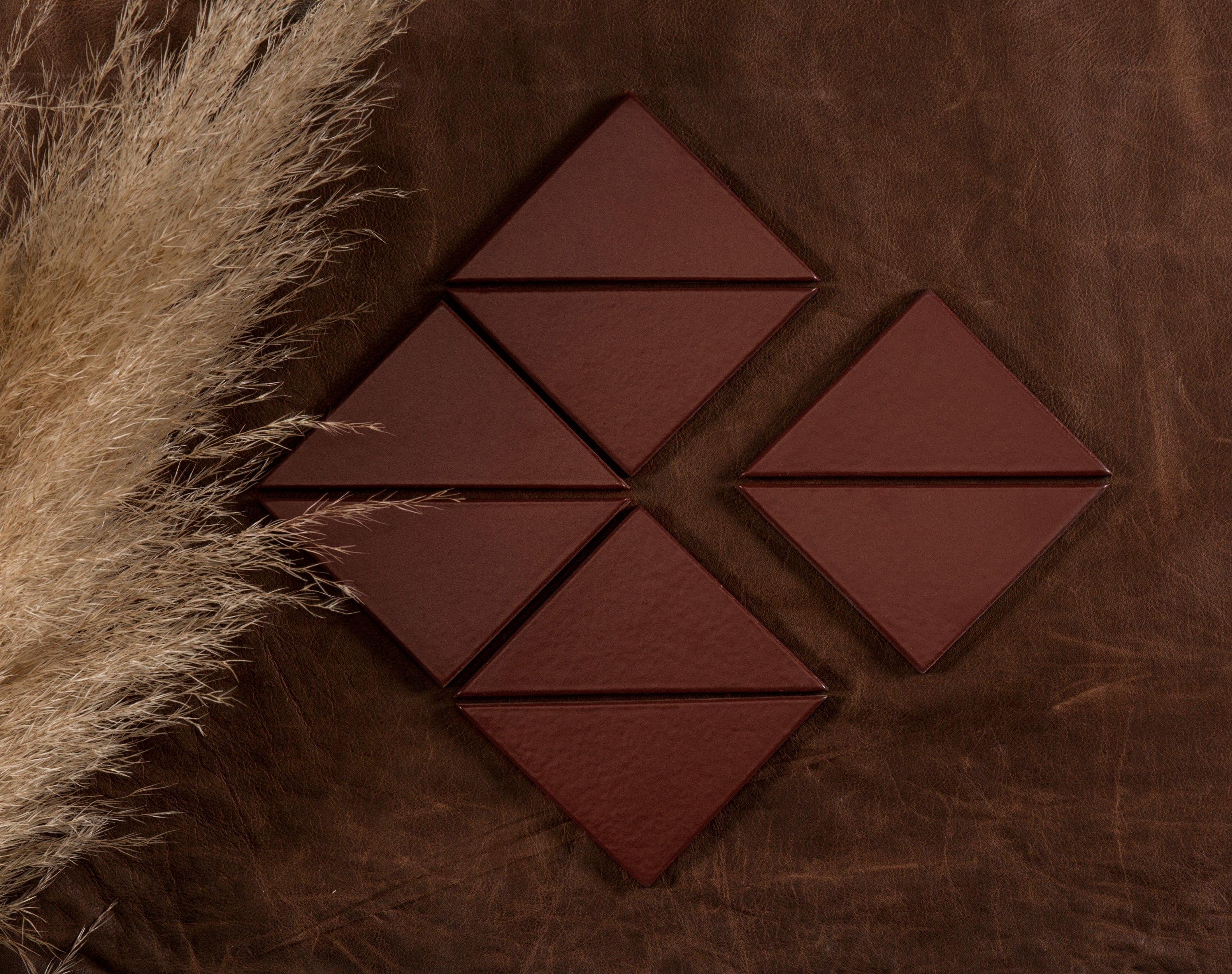 4" Triangle Original Ceramic Tile in Vintage Leather Matte