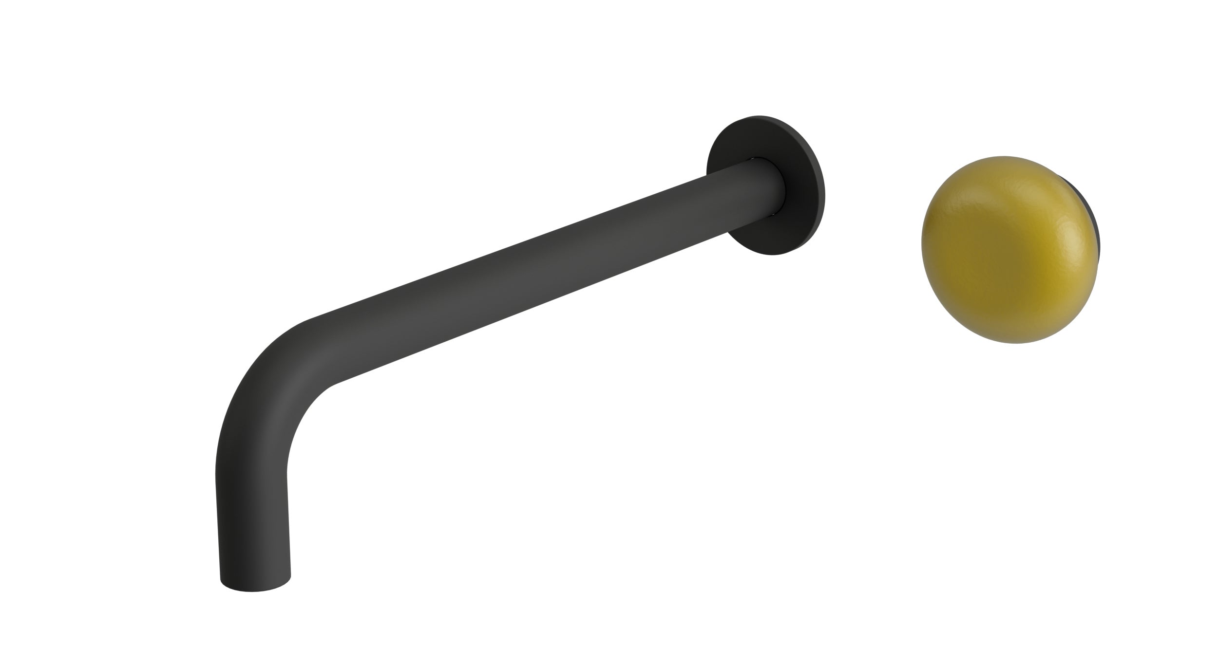 Foundry One Handle Wall Mount 10" Lavatory Faucet with Pebble Ceramic Knob Handle in Matte Black
