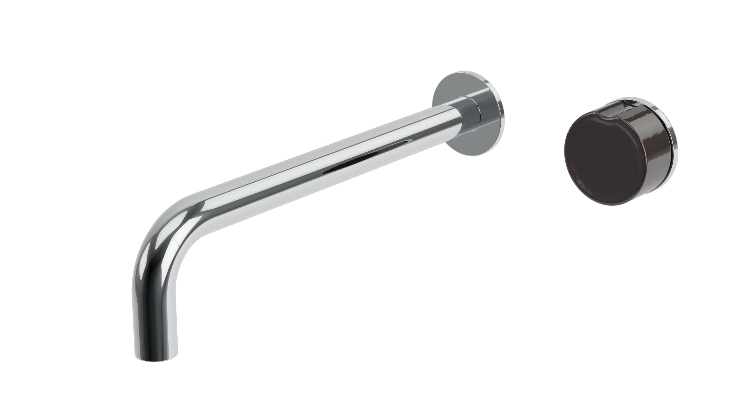 Foundry One Handle Wall Mount 10" Lavatory Faucet with Groove Ceramic Knob Handle in Polished Chrome