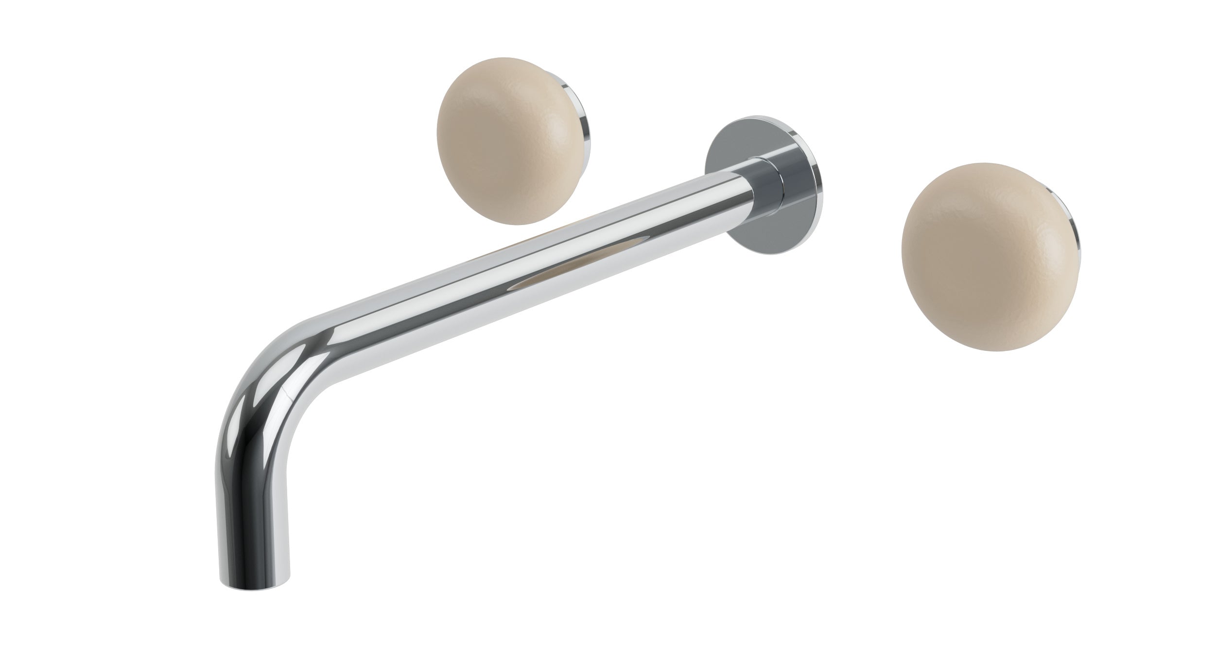 Foundry Two Handle Wall Mount 10" Lavatory Faucet with Pebble Ceramic Knob Handles in Polished Chrome