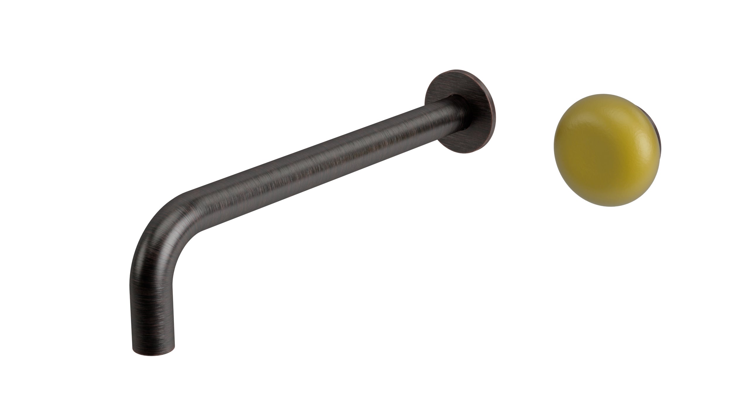 Foundry One Handle Wall Mount 10" Lavatory Faucet with Pebble Ceramic Knob Handle in Antique Bronze
