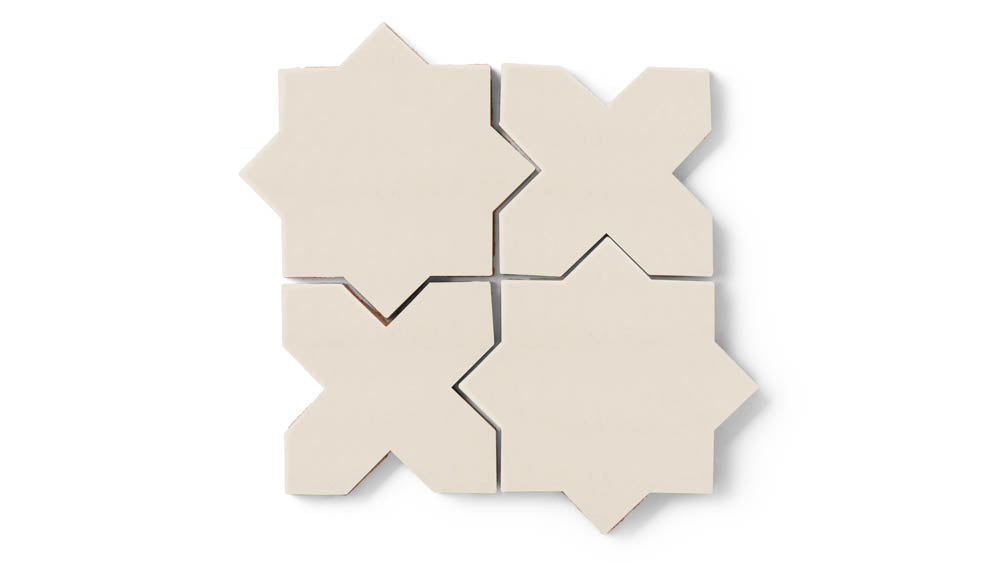 Star & Cross Original Ceramic Tile in Ivory Matte