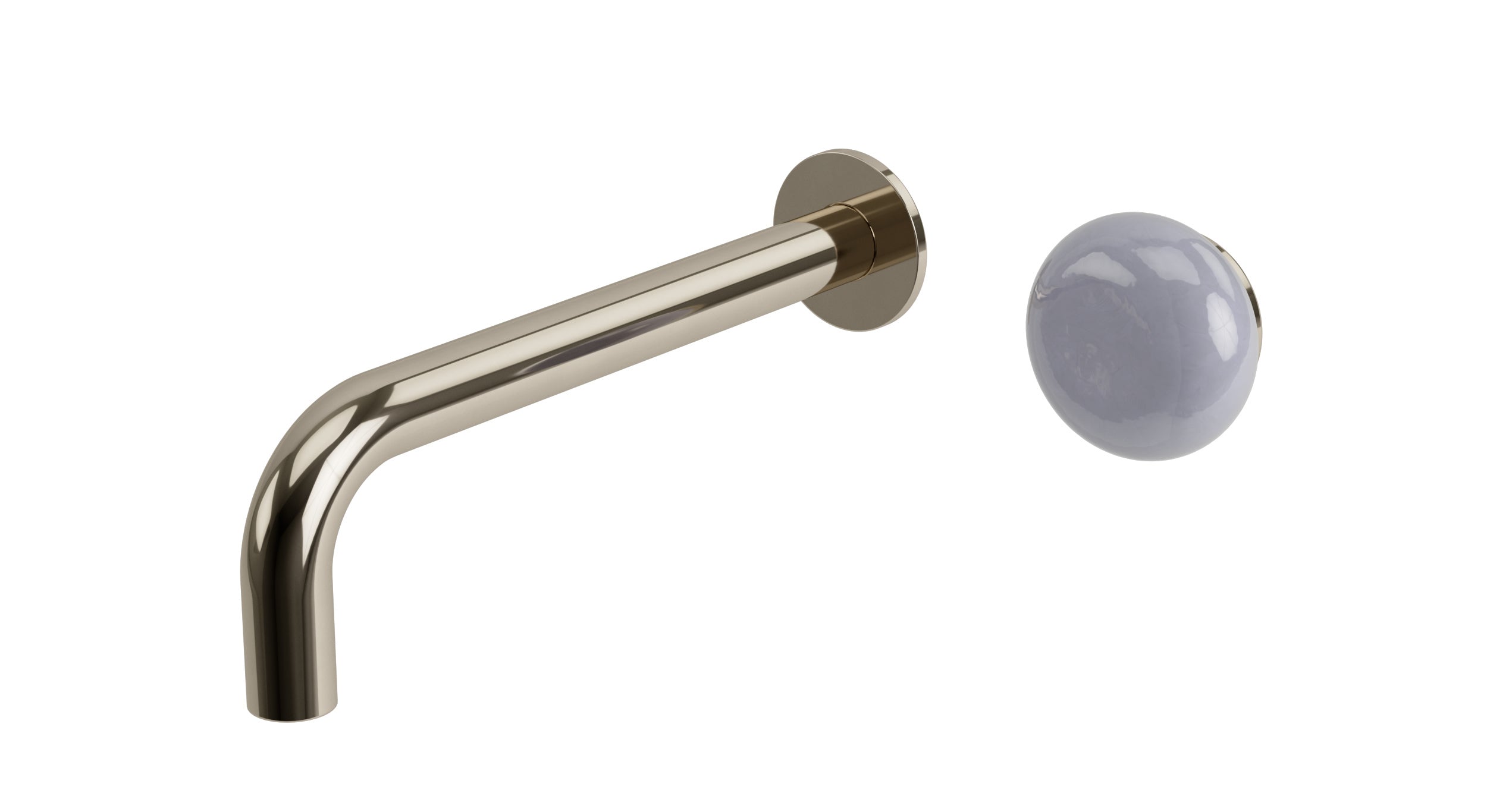 Foundry One Handle Wall Mount 7.5" Lavatory Faucet with Pebble Ceramic Knob Handle in Polished Nickel