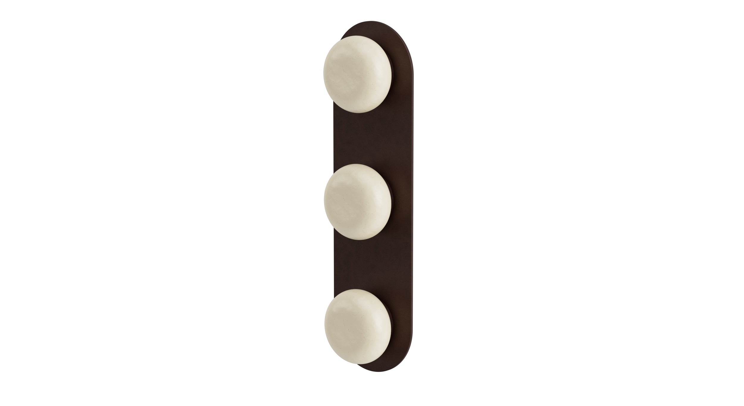 Foundry Three Handle Wall Mount Shower Trim with Pebble Ceramic Knob Handles in Architectural Copper