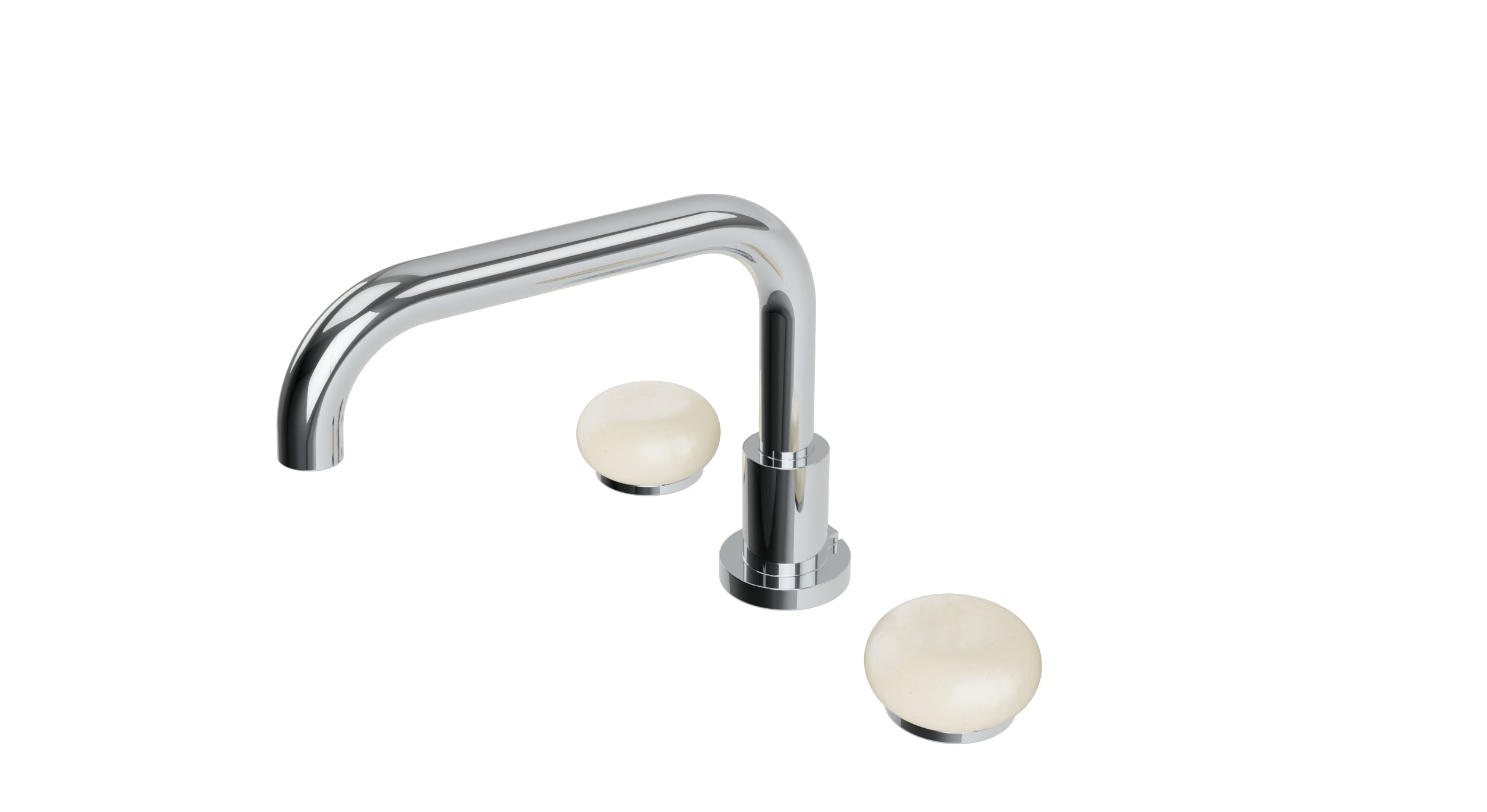 Foundry Two Handle Deck Mount Squaretop Bath Trim with Pebble Ceramic Knob Handles in Polished Chrome