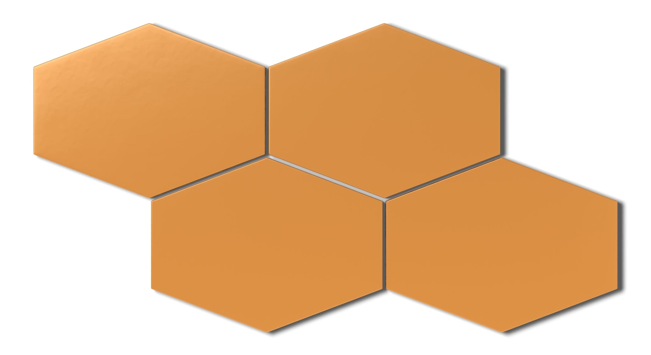 Elongated Hexagon Natural Press Ceramic Tile in Yellow Ochre Matte