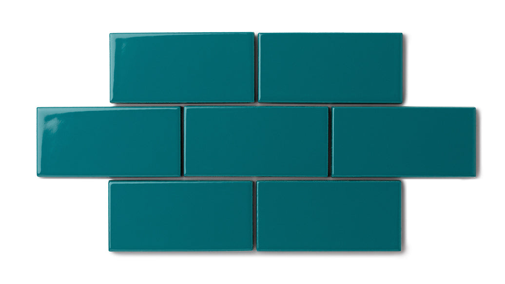 Elongated Hexagon Natural Press Ceramic Tile in Maya Blue Gloss